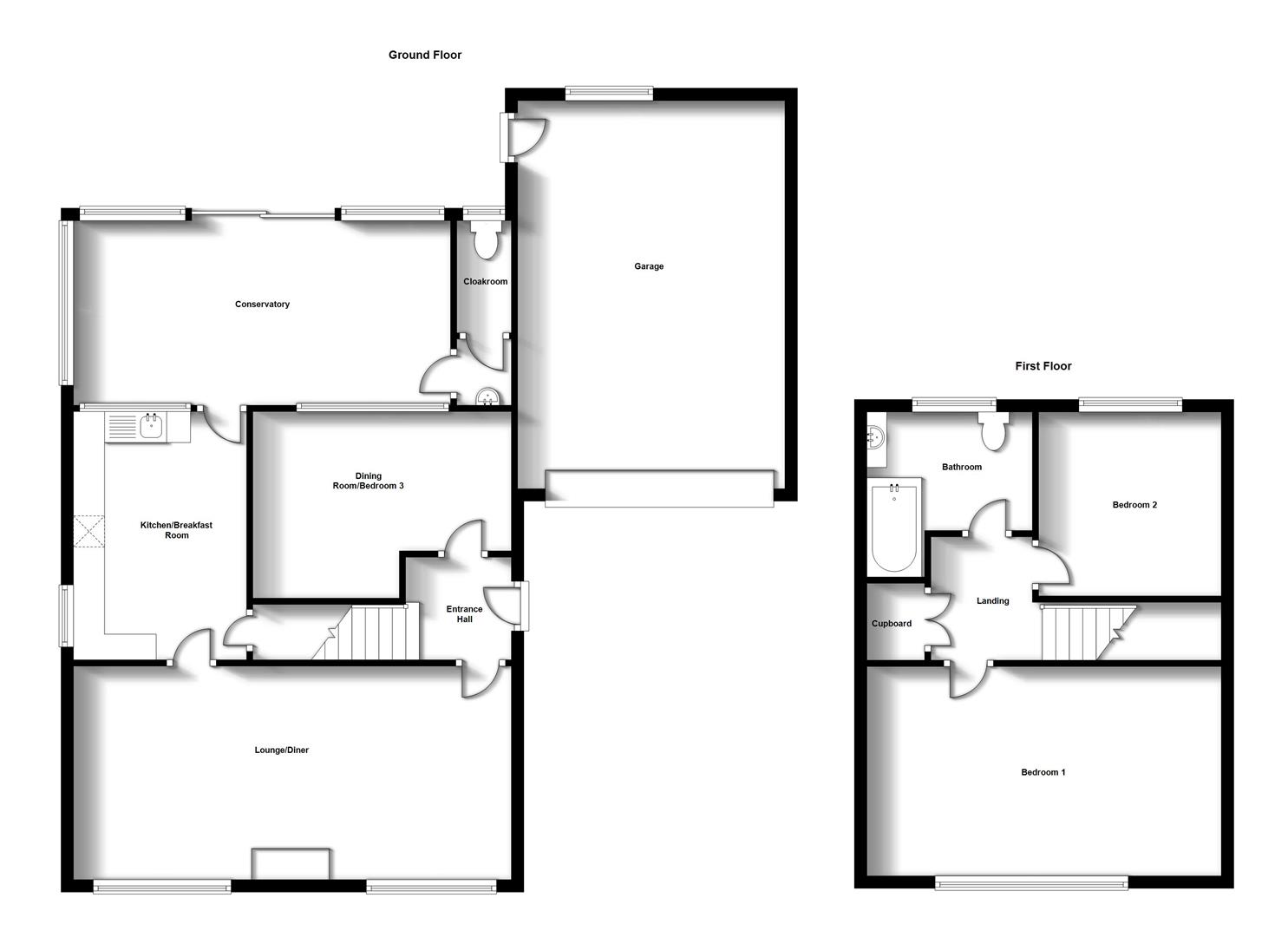 Floorplans For Montague Road, Woodlands, Rugby