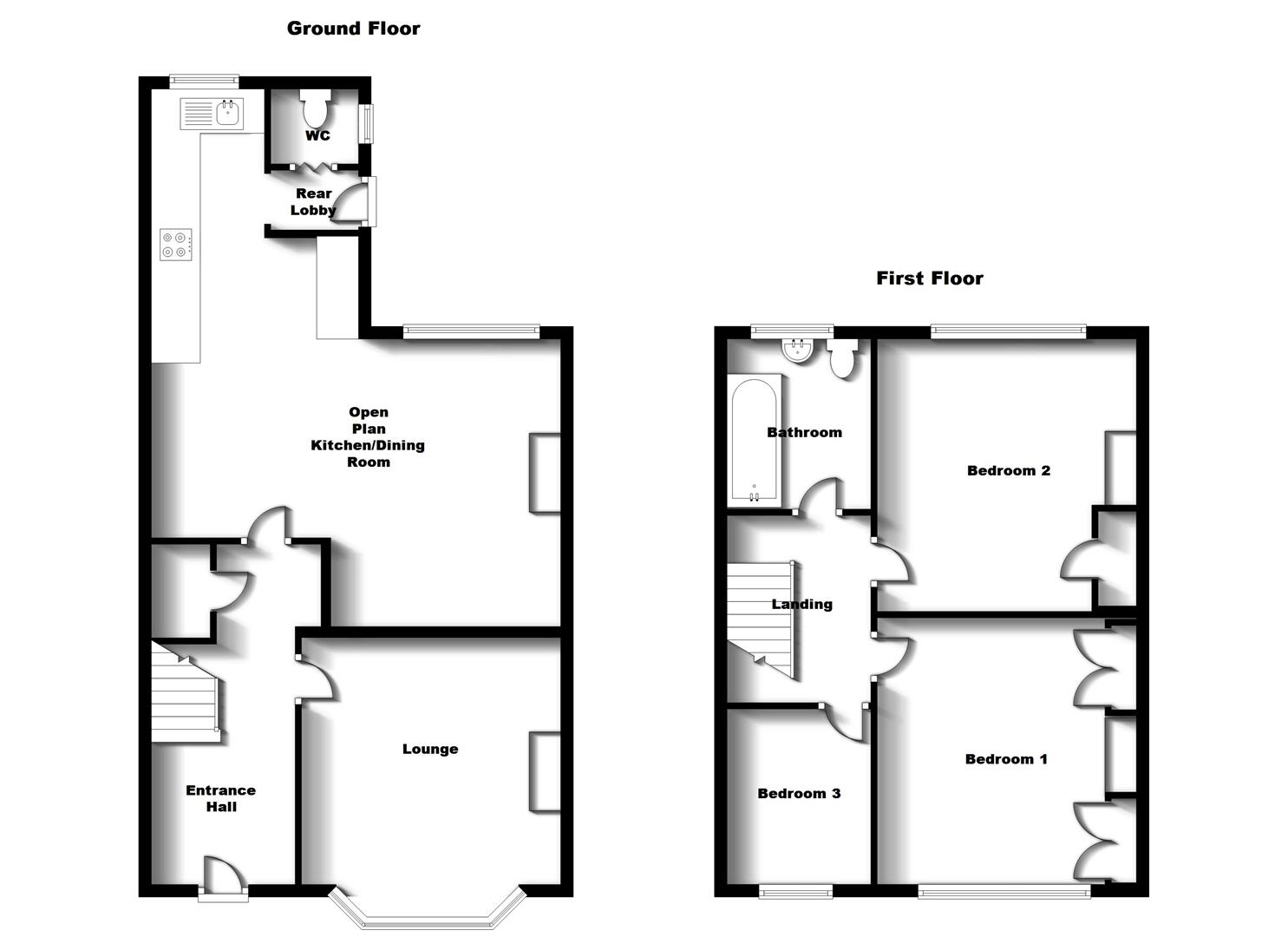 Floorplans For Vernon Avenue, Hillmorton, Rugby