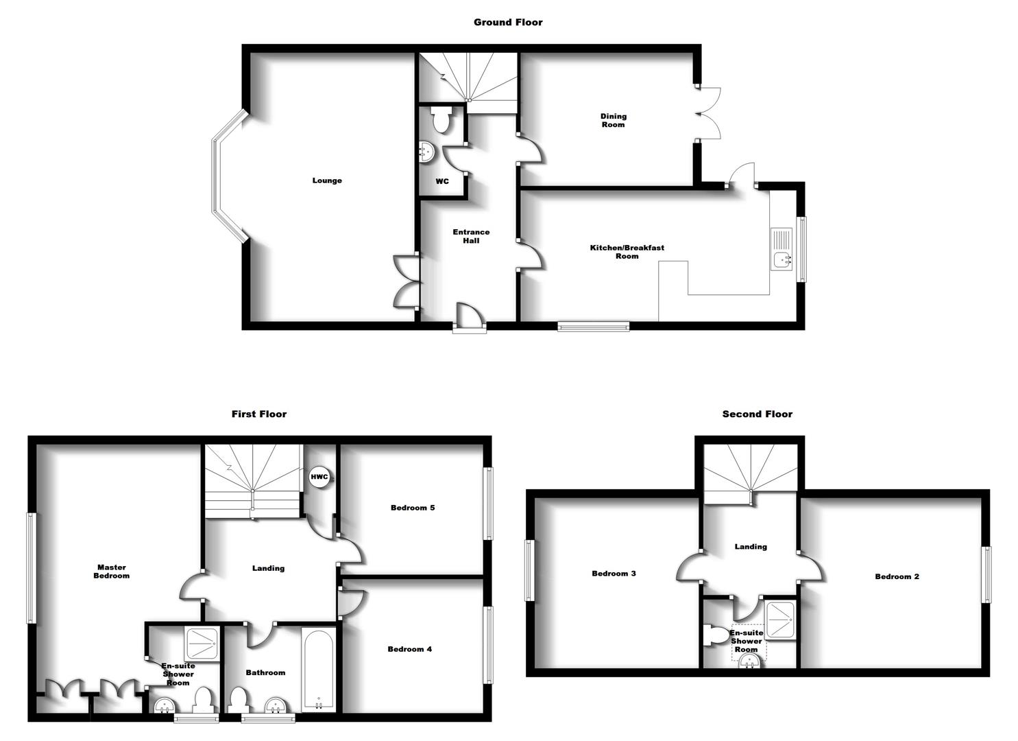 Floorplans For Monks Close, Cawston, Rugby