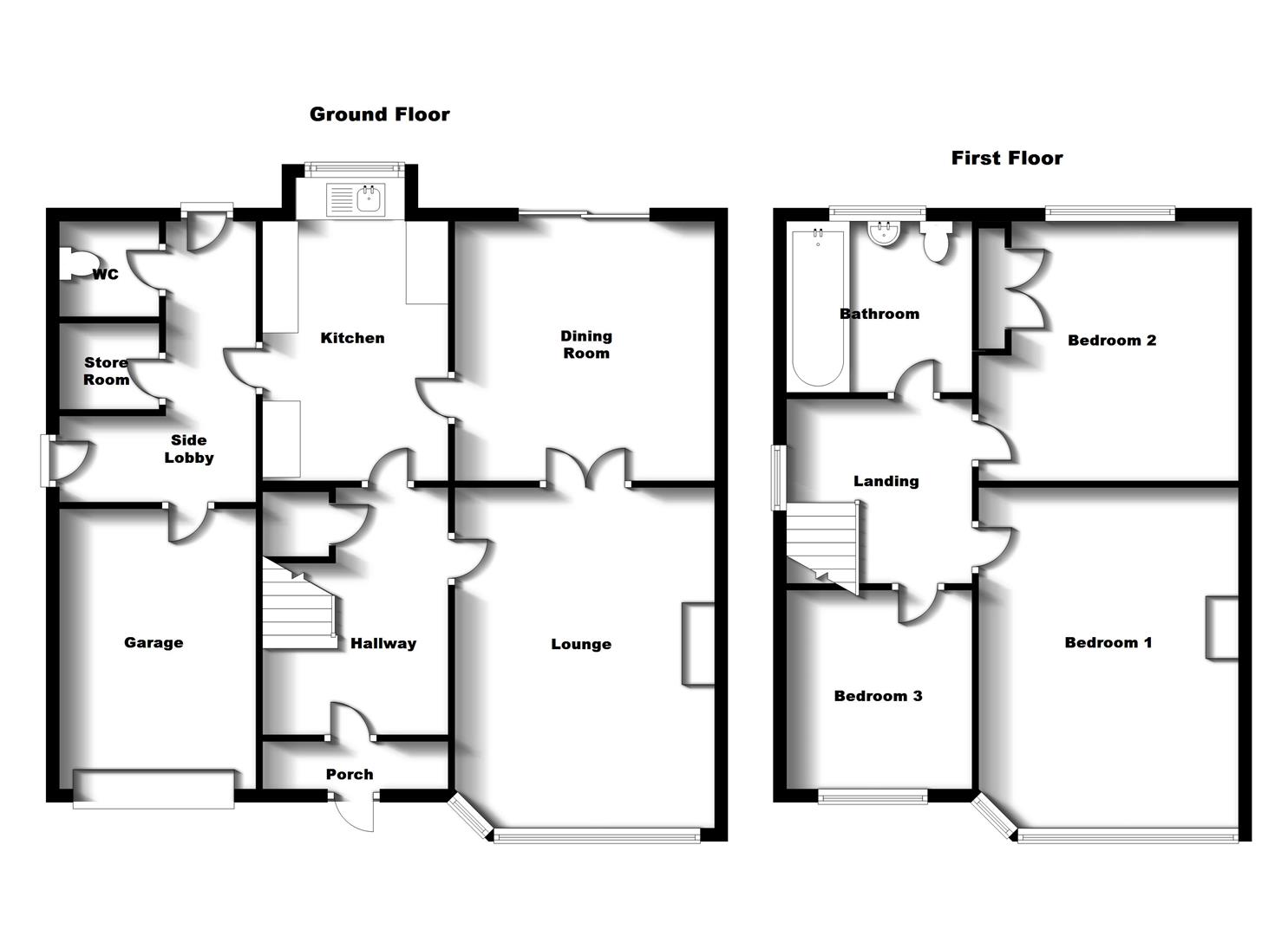 Floorplans For Linnell Road, Hillmorton, Rugby