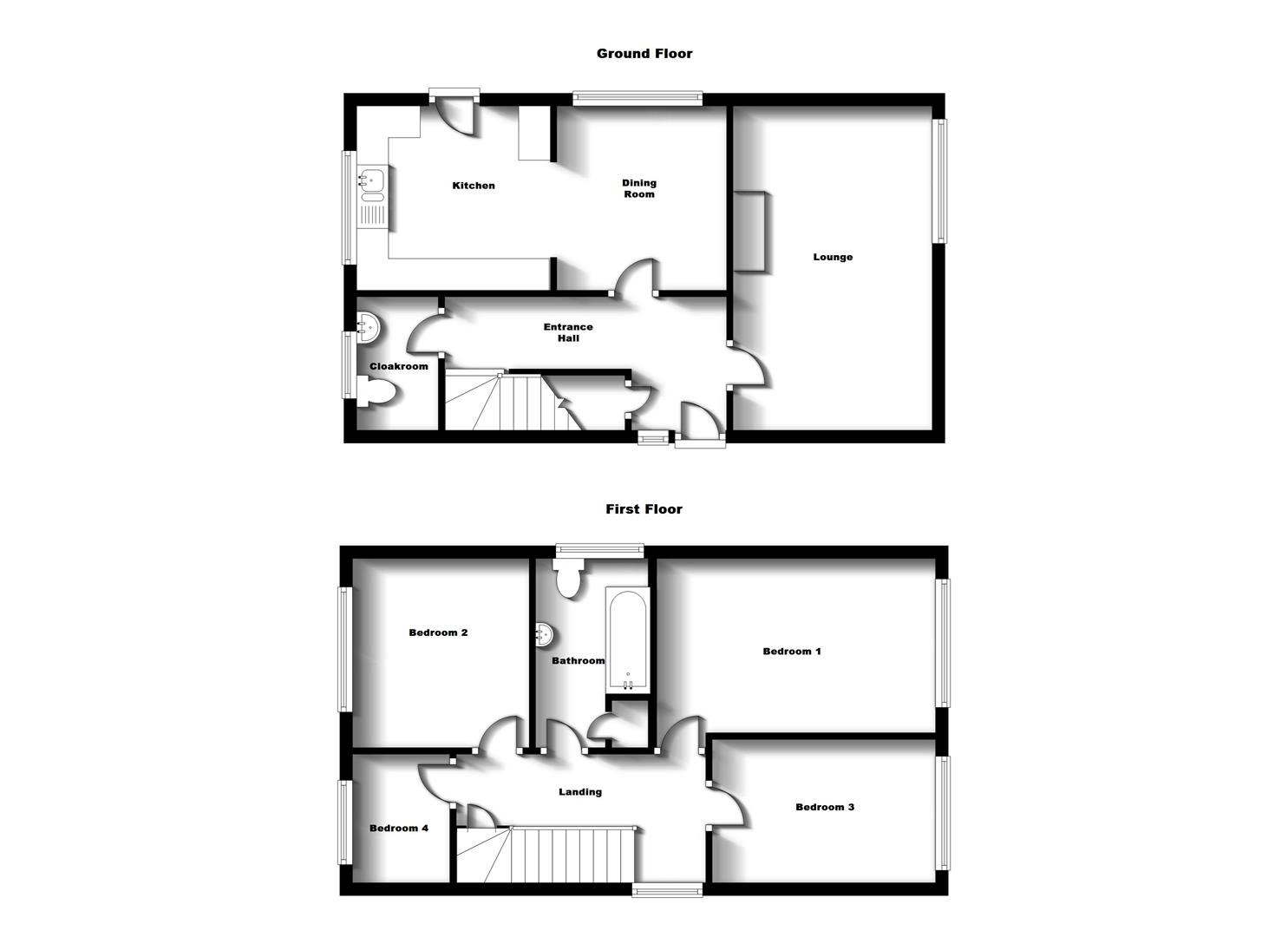 Floorplans For Cymbeline Way, Woodlands, Rugby