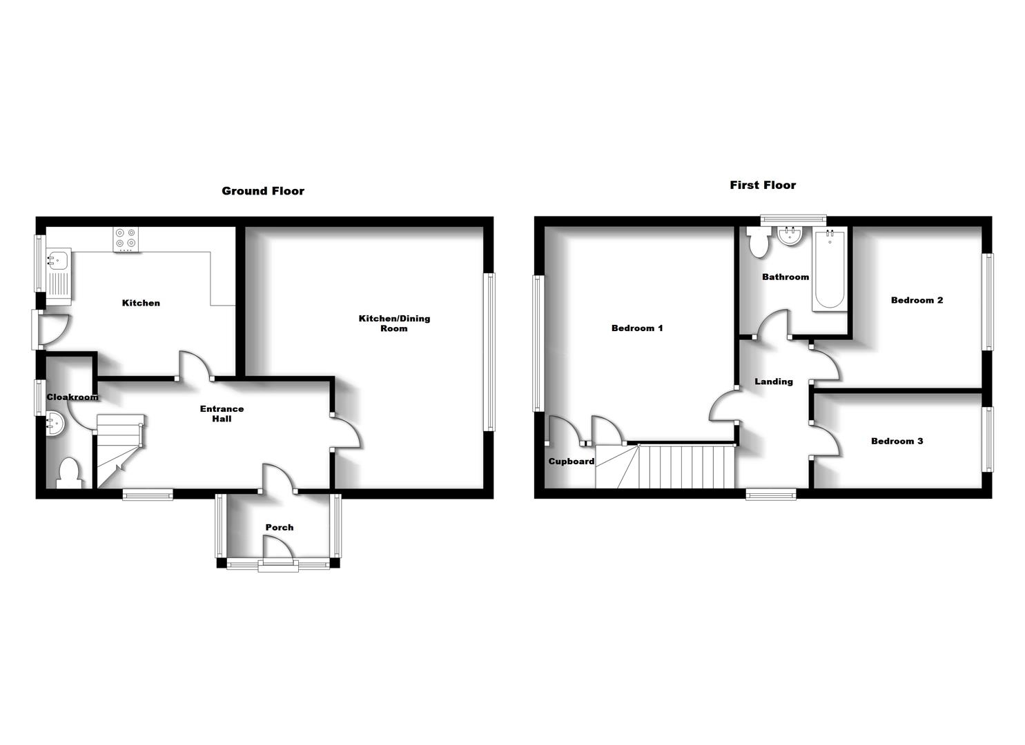 Floorplans For Hardy Close, Bilton, Rugby