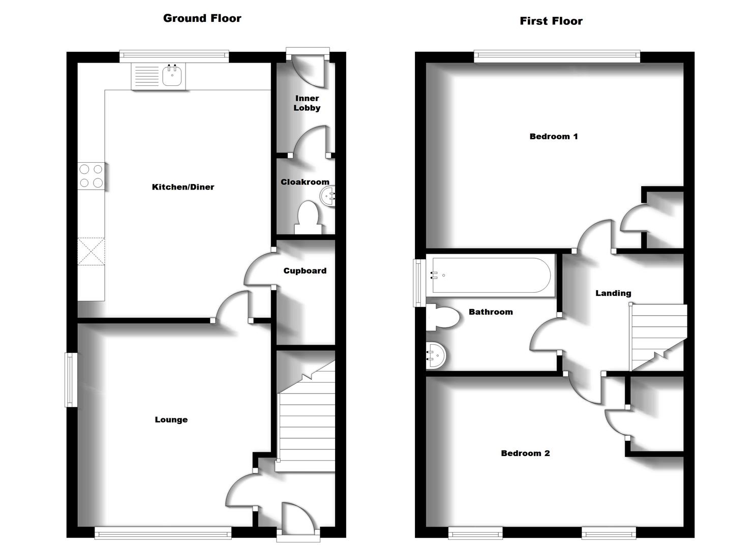 Floorplans For Coltsfoot Close, Coton Meadows, Rugby