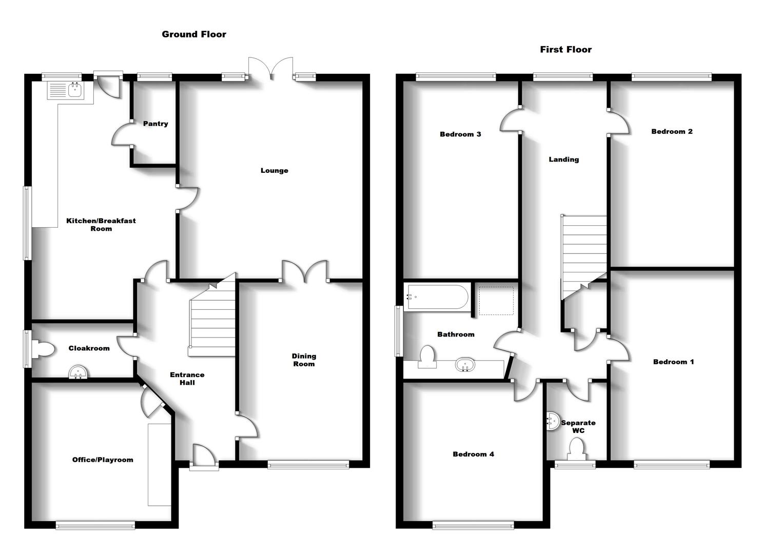 Floorplans For Barton Road, Bilton, Rugby