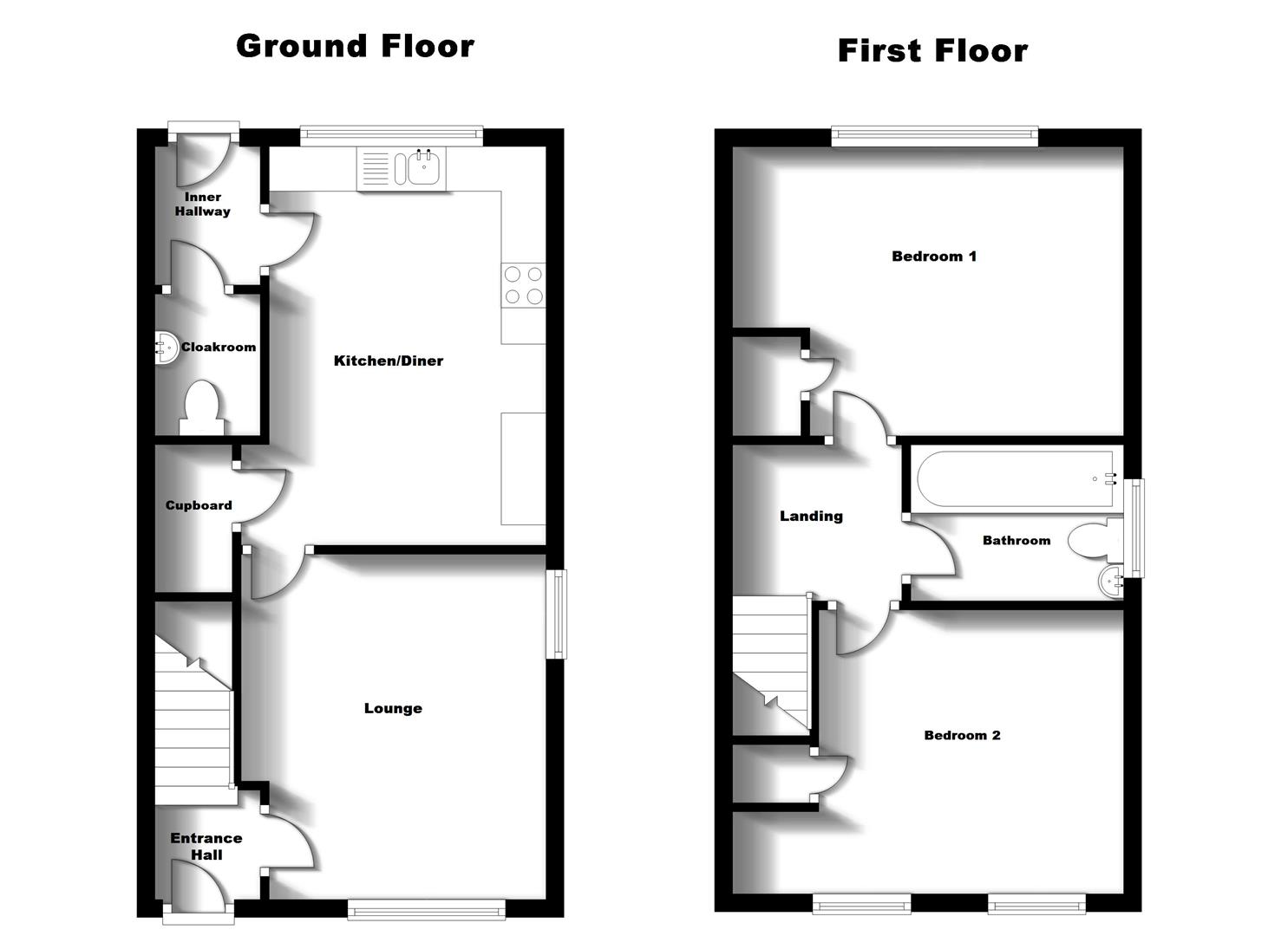 Floorplans For Coltsfoot Close, Coton Meadows, Rugby