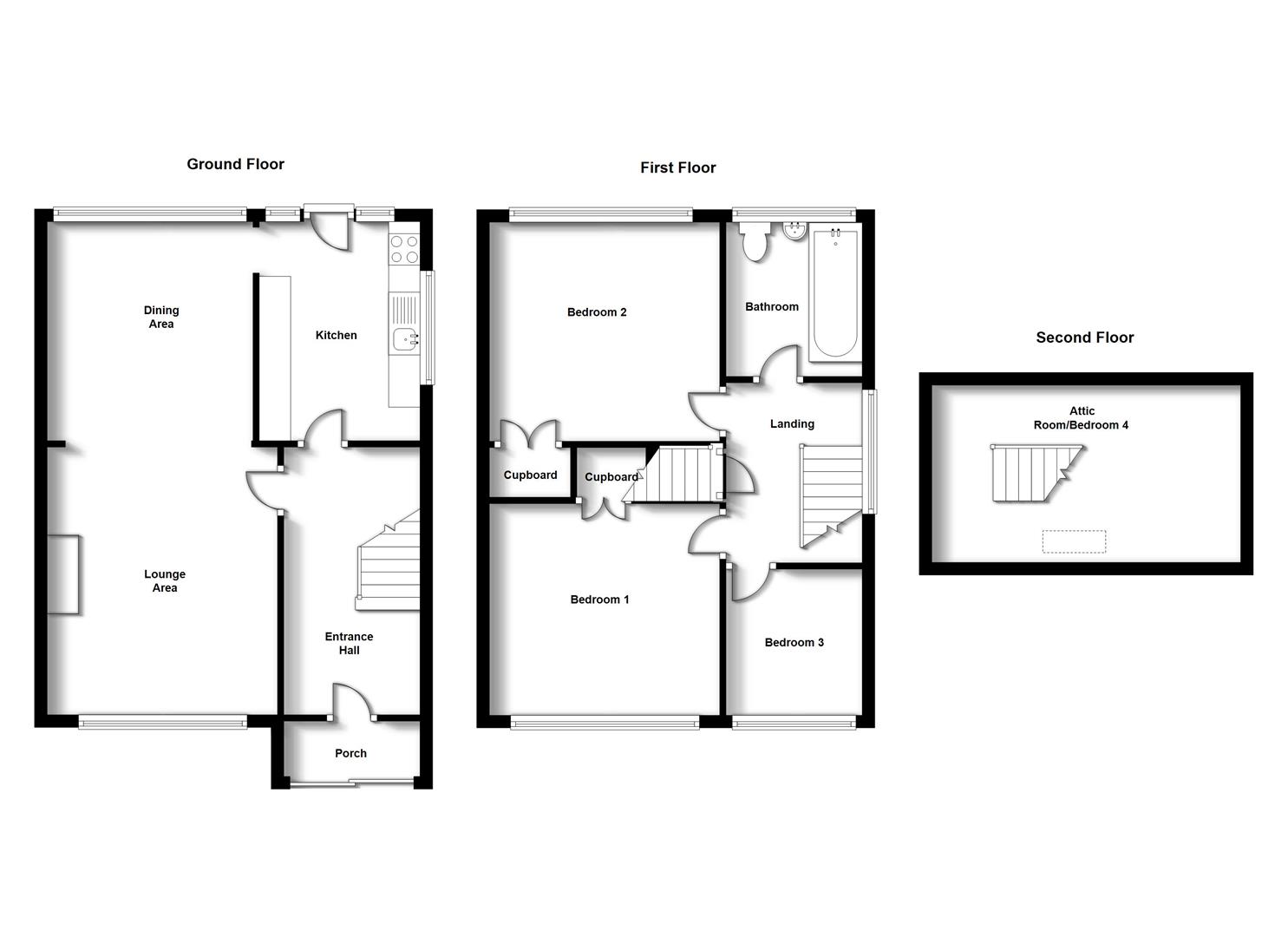 Floorplans For Gilbert Avenue, Bilton, Rugby