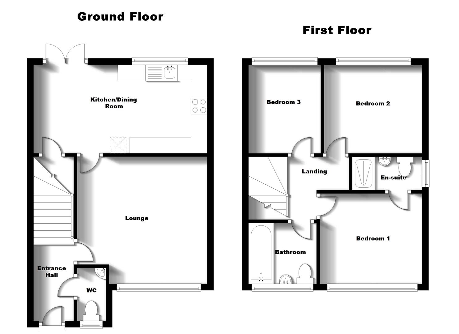 Floorplans For Willowford Close, Long Lawford, Rugby