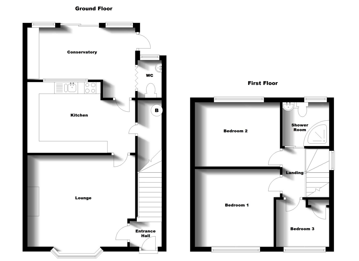 Floorplans For Bucknill Crescent, Hillmorton, Rugby