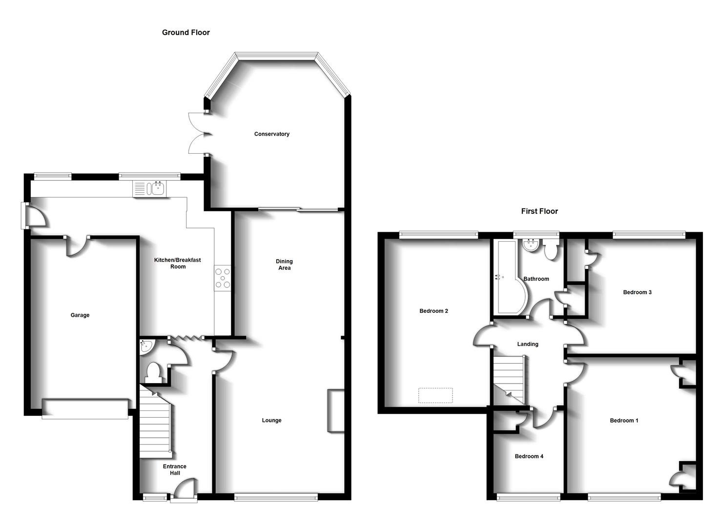 Floorplans For Laurel Drive, Bilton, Rugby