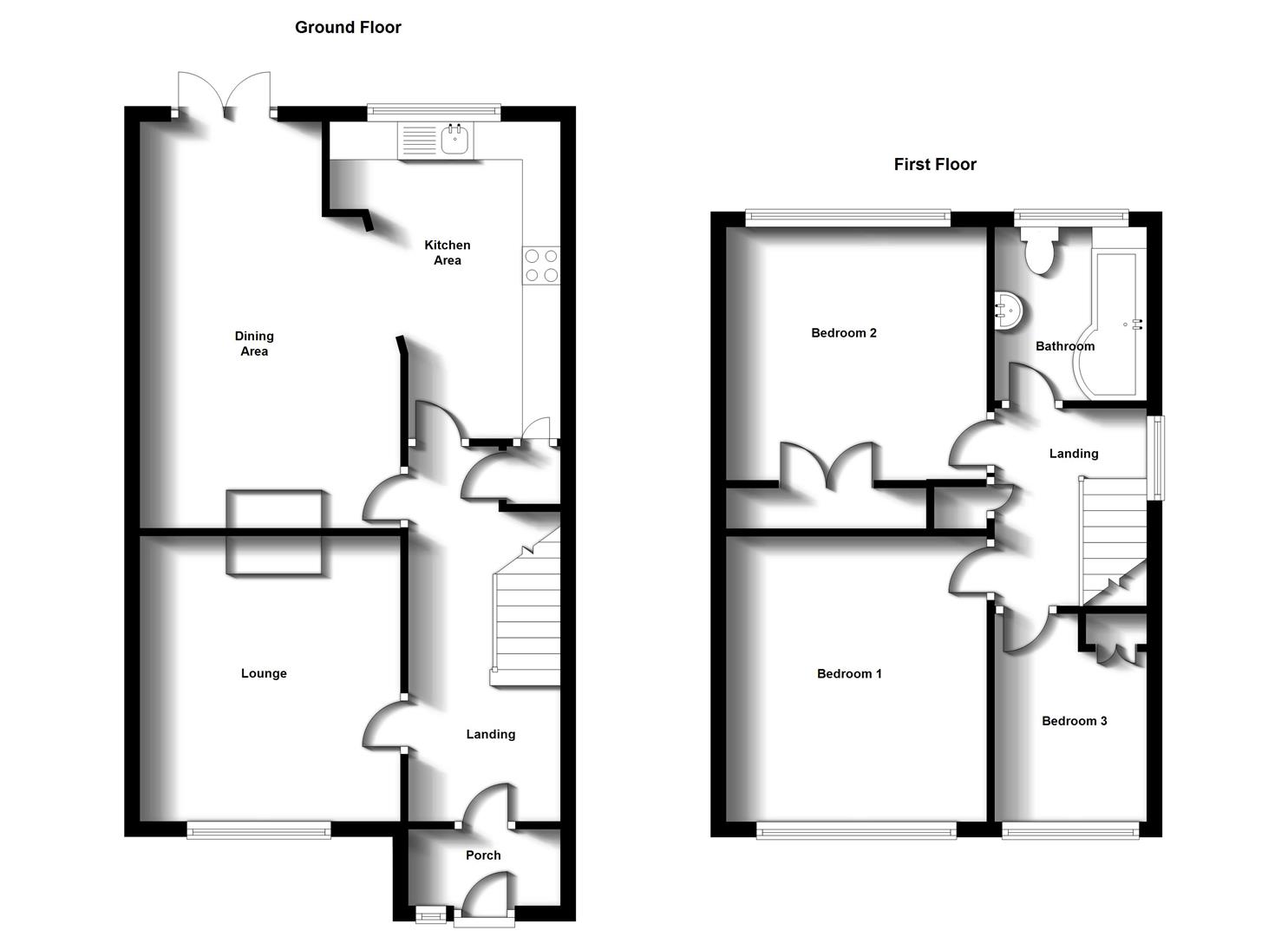 Floorplans For Deane Road, Hillmorton, Rugby