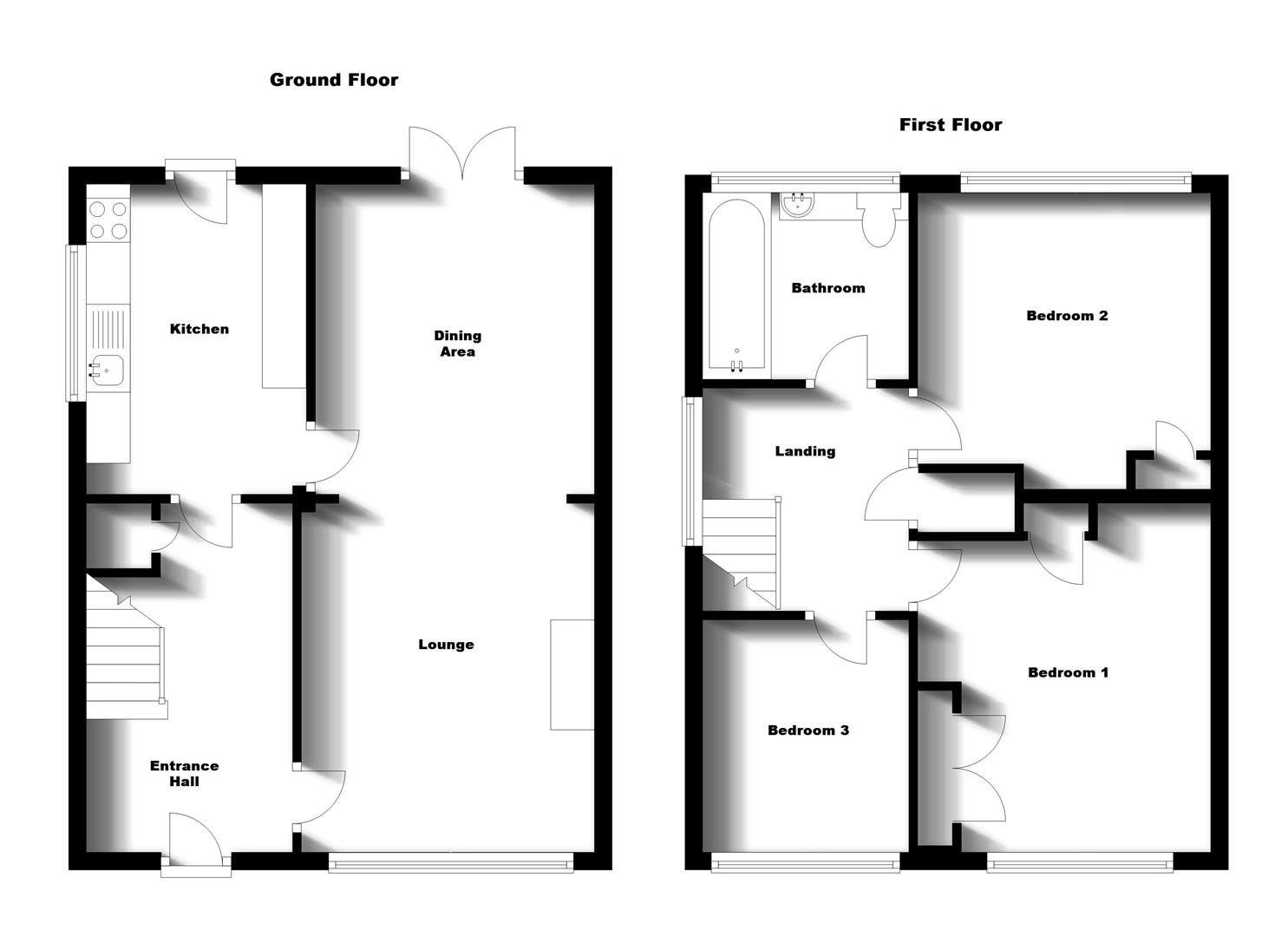 Floorplans For Gilbert Avenue, Bilton, Rugby