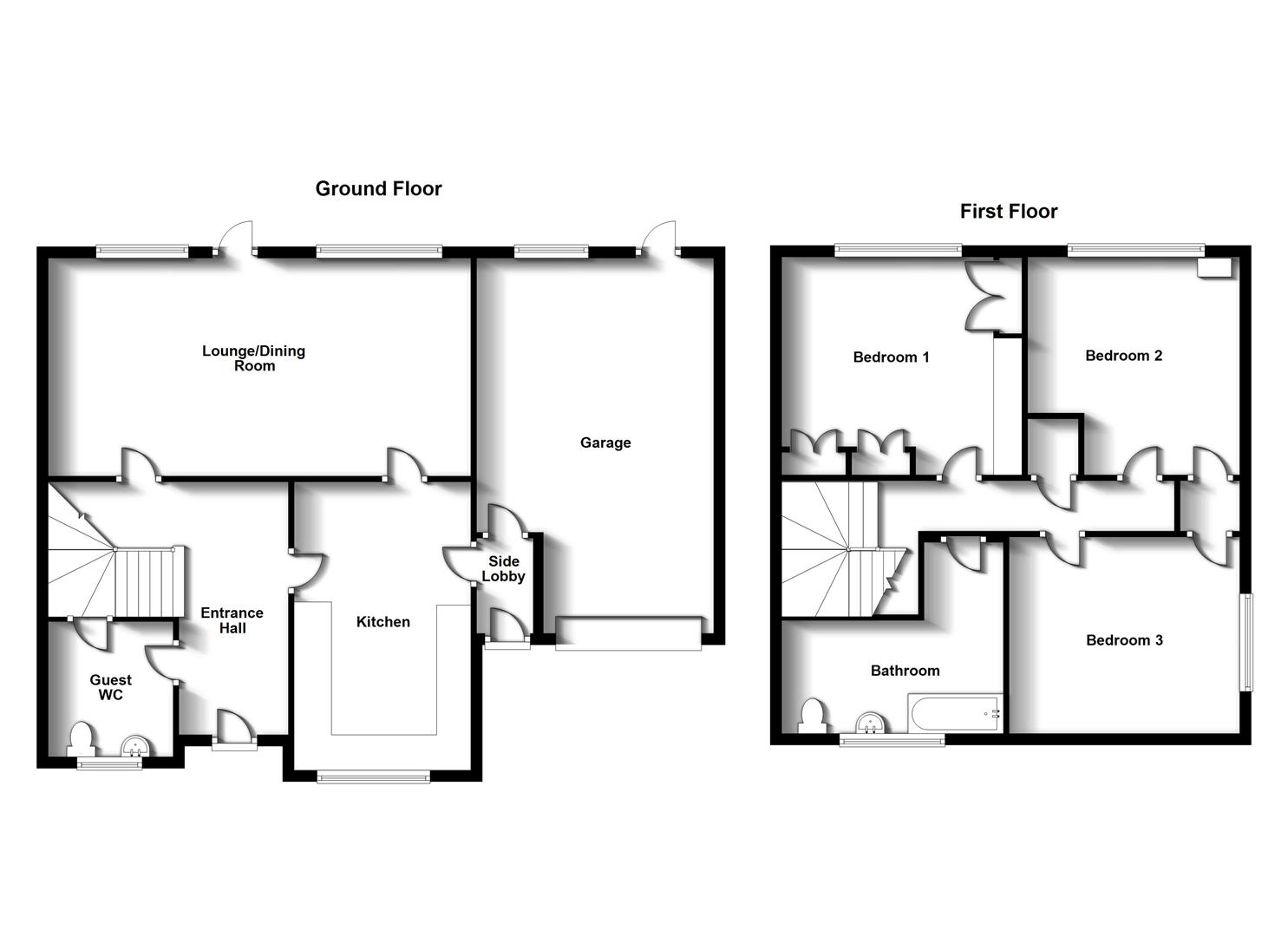 Floorplans For Howard Close, Dunchurch, Rugby