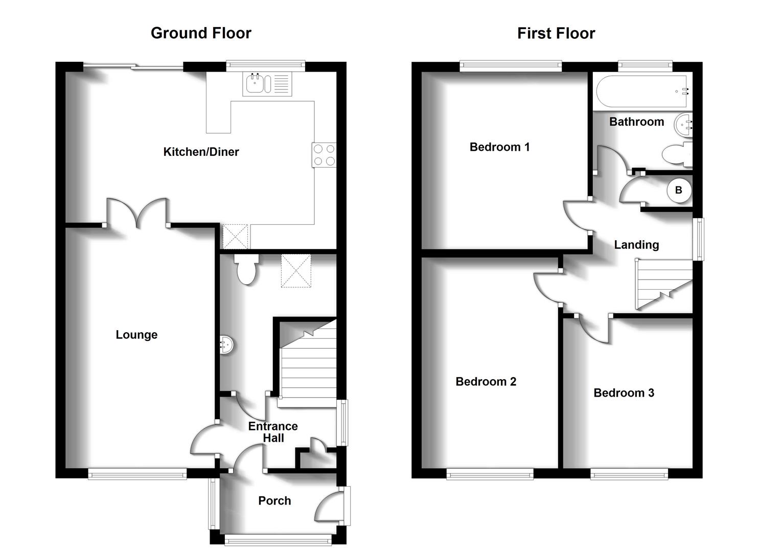 Floorplans For Hardy Close, Bilton, Rugby