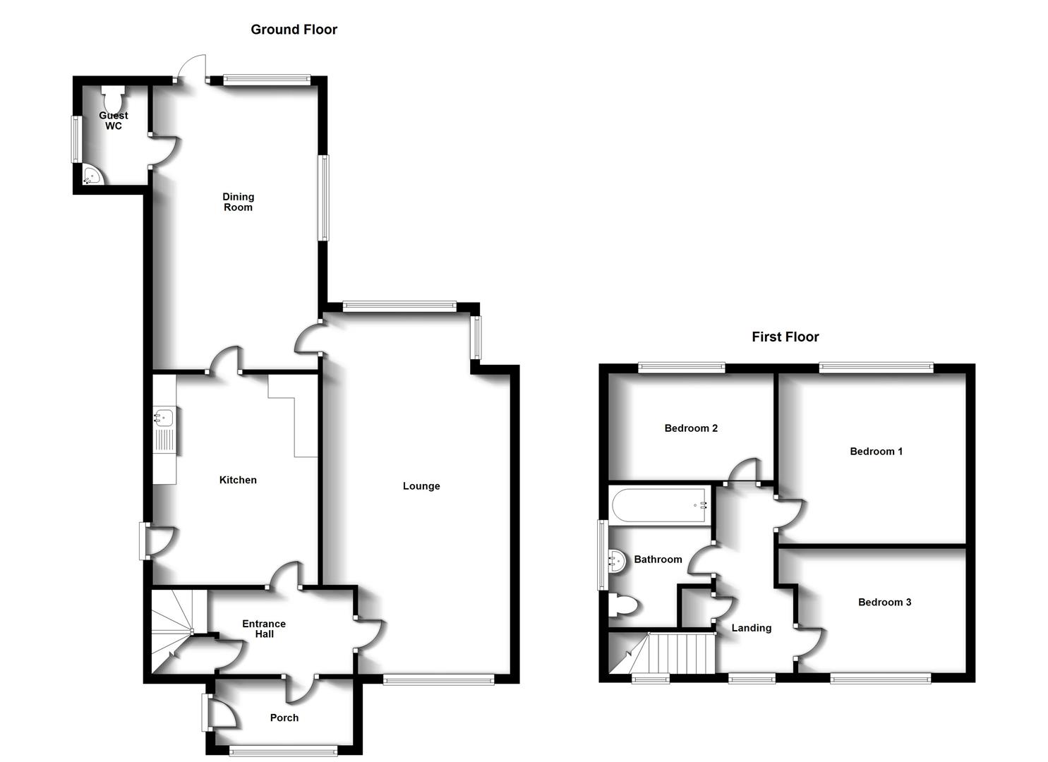 Floorplans For Barton Road, Bilton, Rugby