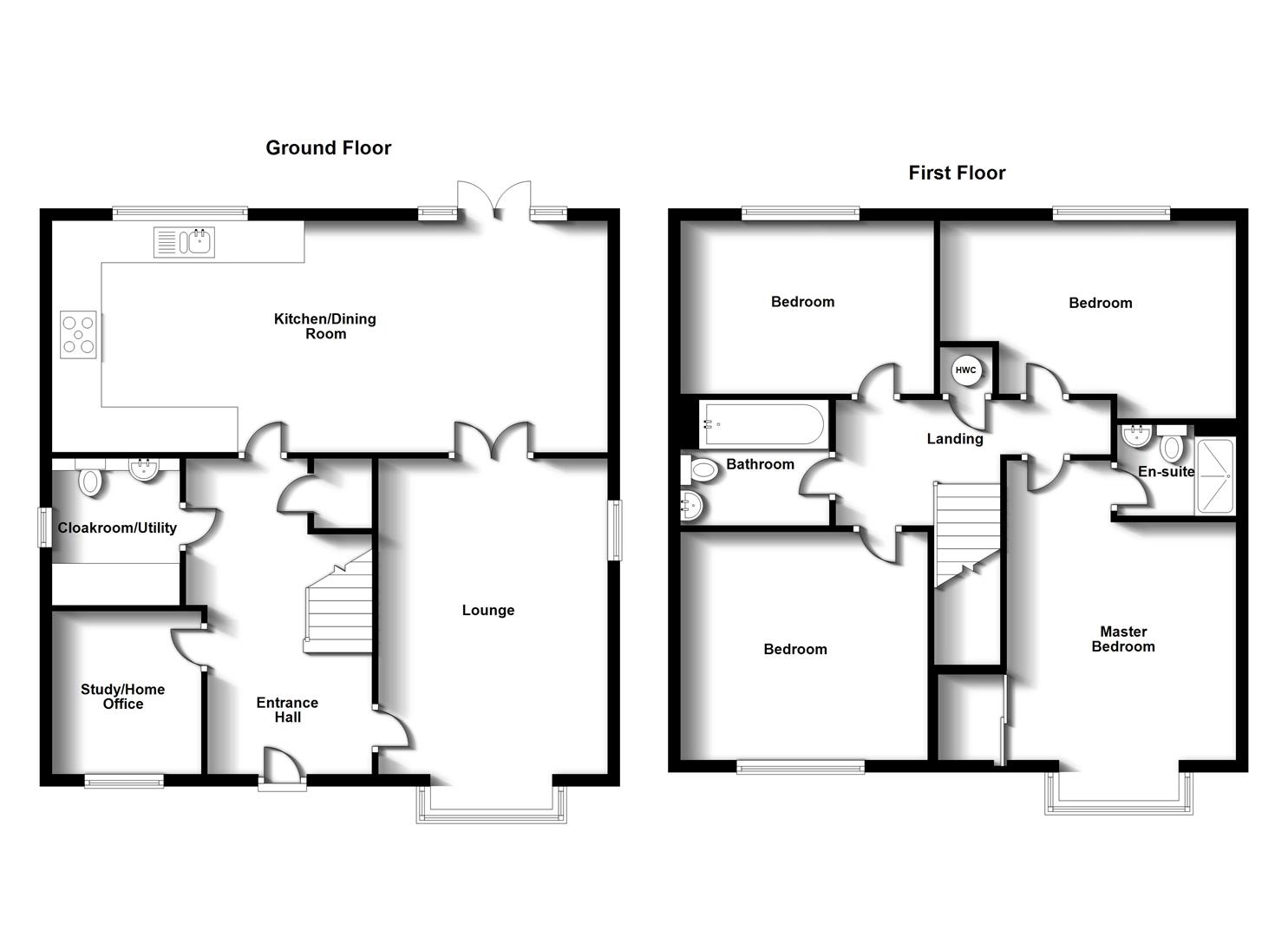 Floorplans For Windmill Drive, 'Little Morton' Hillmorton, Rugby