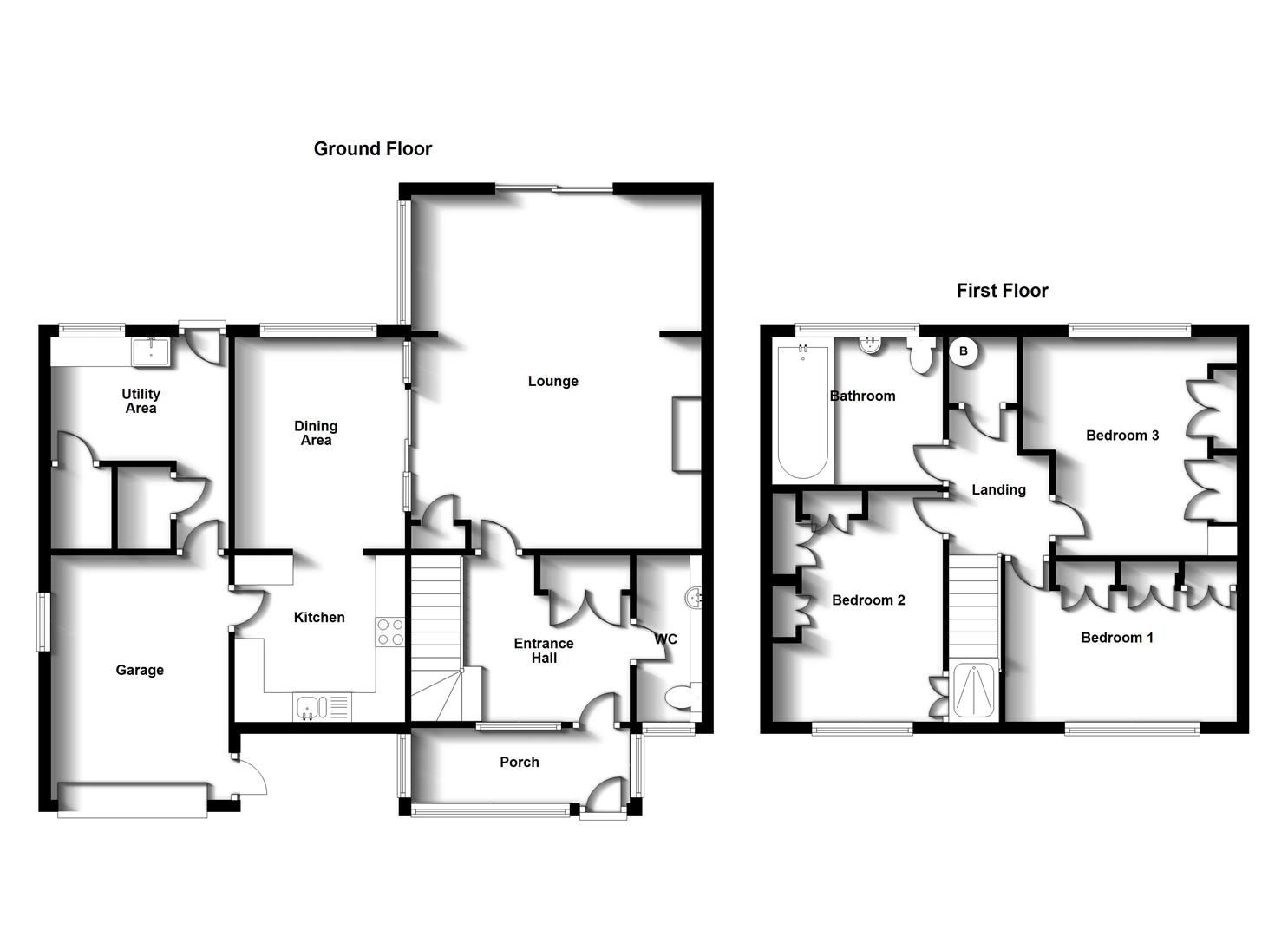 Floorplans For Beech Drive, Bilton, Rugby