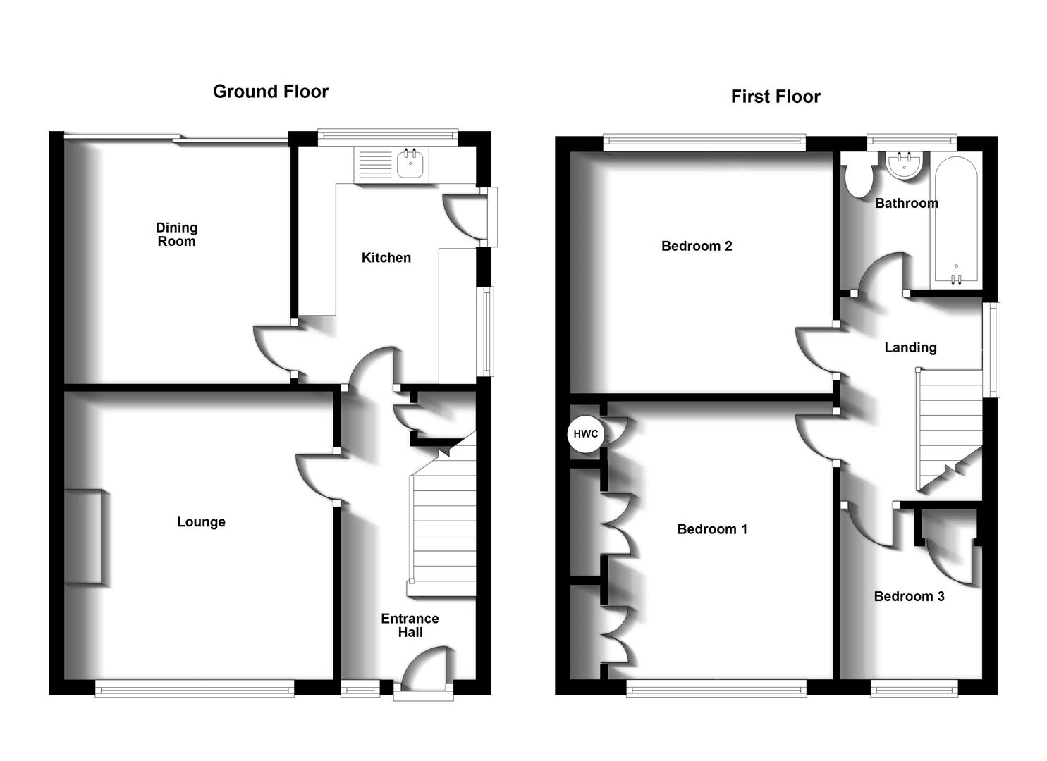 Floorplans For David Road, Bilton,  Rugby