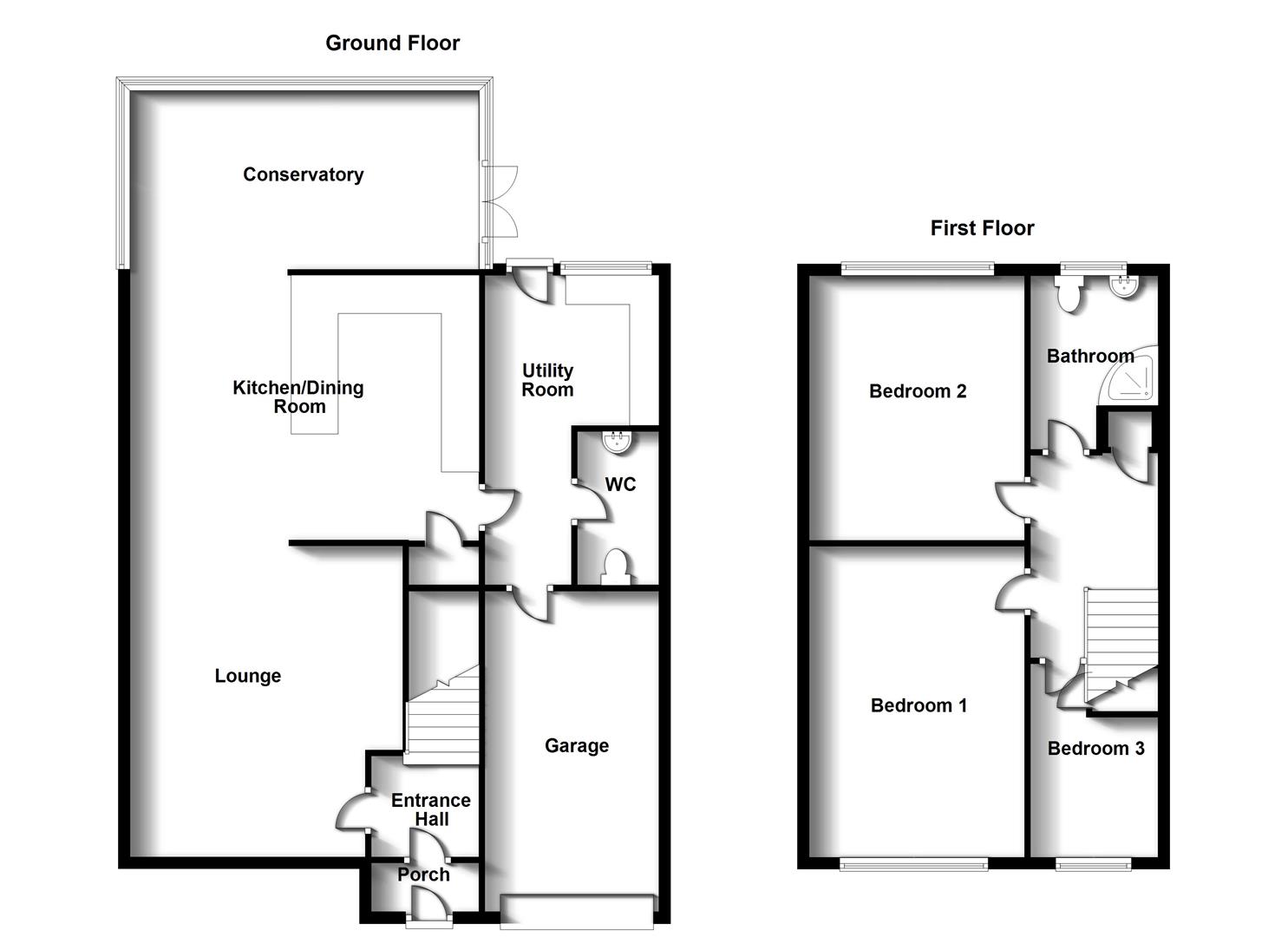 Floorplans For Buccleuch Close, Dunchurch, Rugby