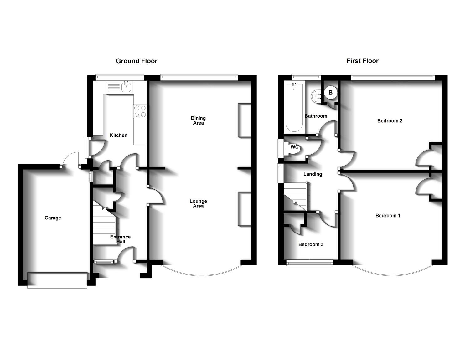 Floorplans For Shakespeare Gardens, Bilton, Rugby