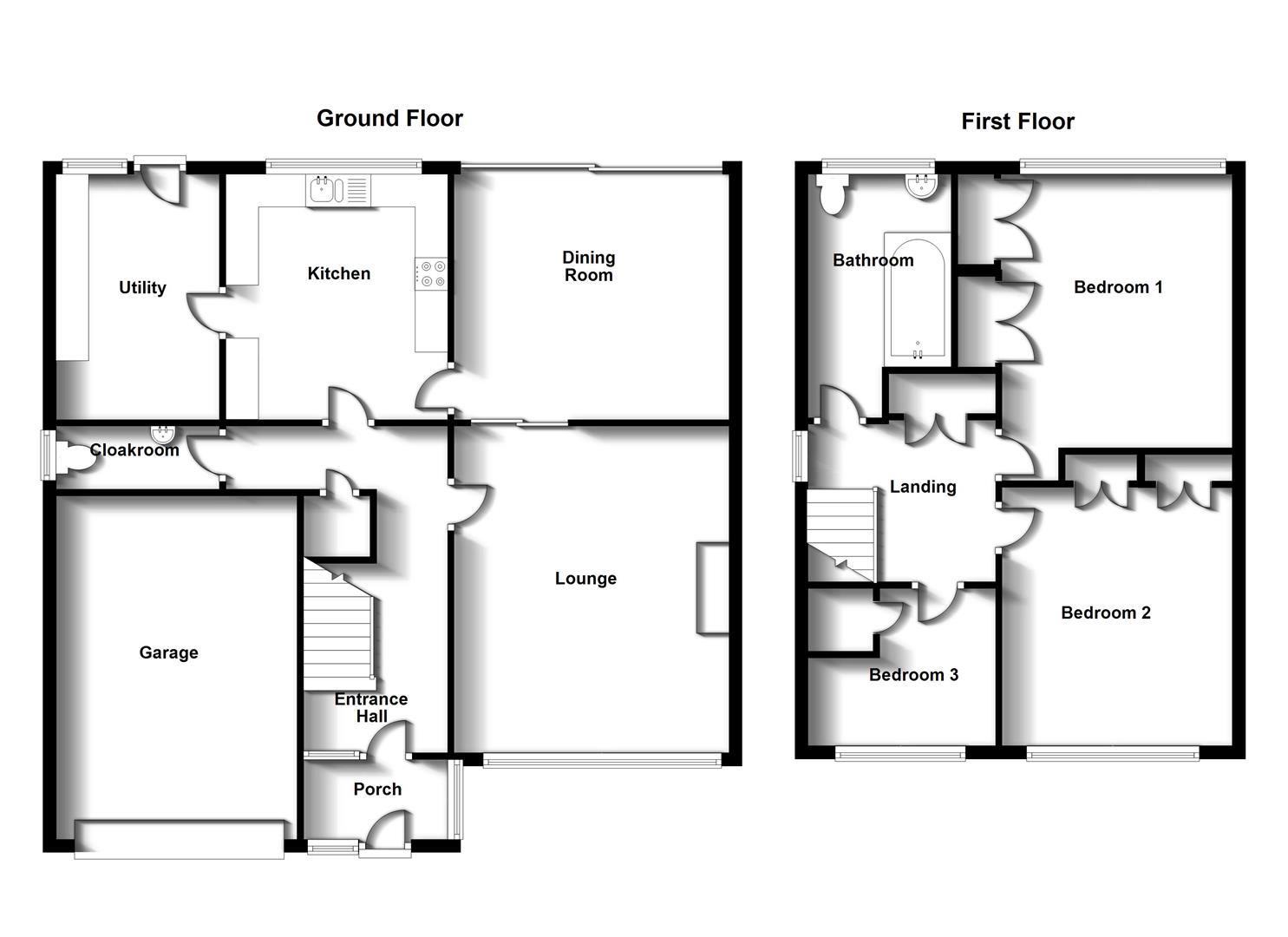 Floorplans For Chaucer Road, Hillside, Rugby