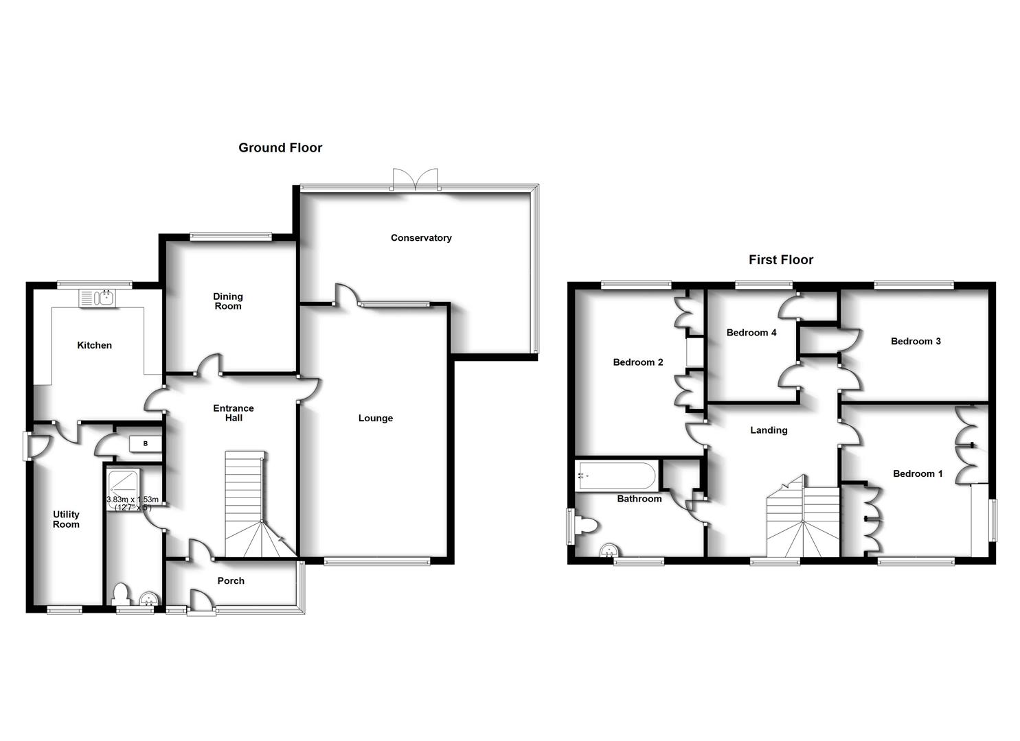 Floorplans For Russell Avenue, Dunchurch, Rugby