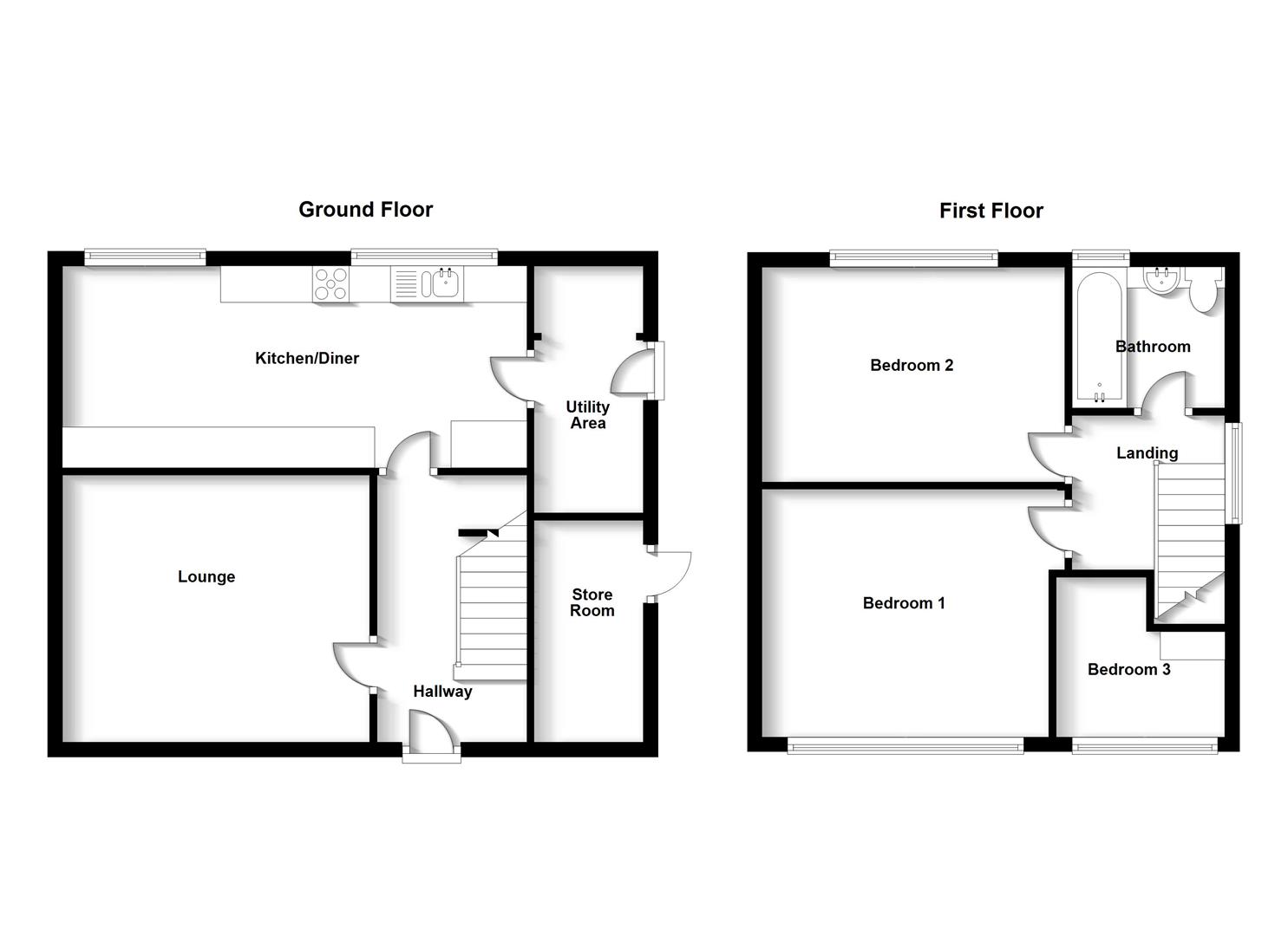 Floorplans For Saunton Road, Rugby