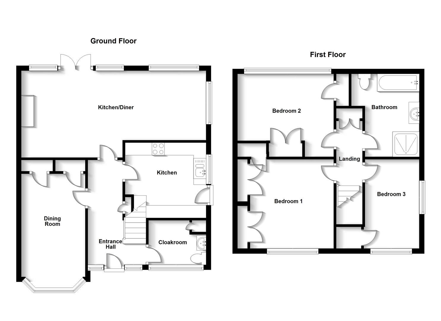 Floorplans For Tennyson Avenue, Shakespeare Gardens, Rugby