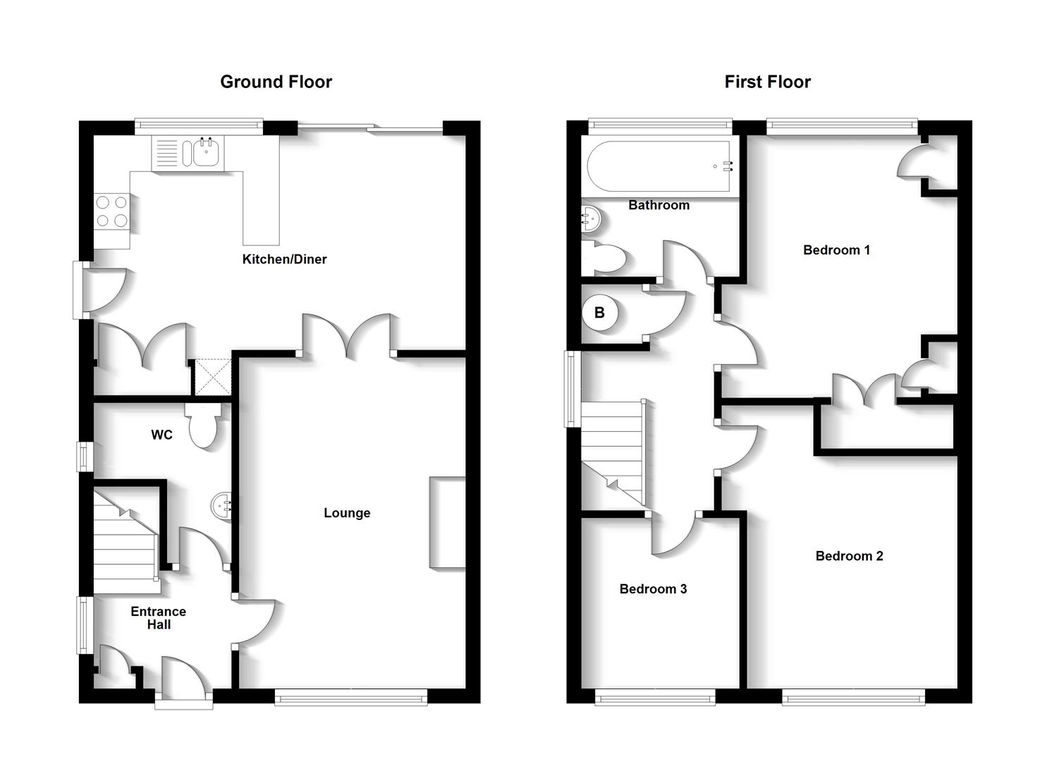 Floorplans For Troubridge Walk, Bilton, Rugby