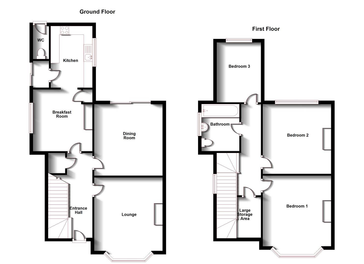 Floorplans For Kingsley Avenue, Hillmorton, Rugby