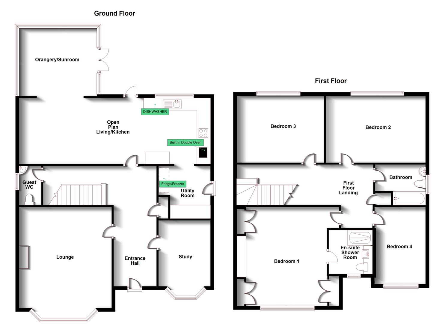 Floorplans For Cave Close, Cawston, Rugby
