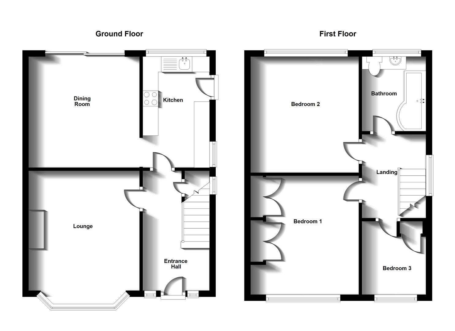 Floorplans For David Road, Bilton, Rugby
