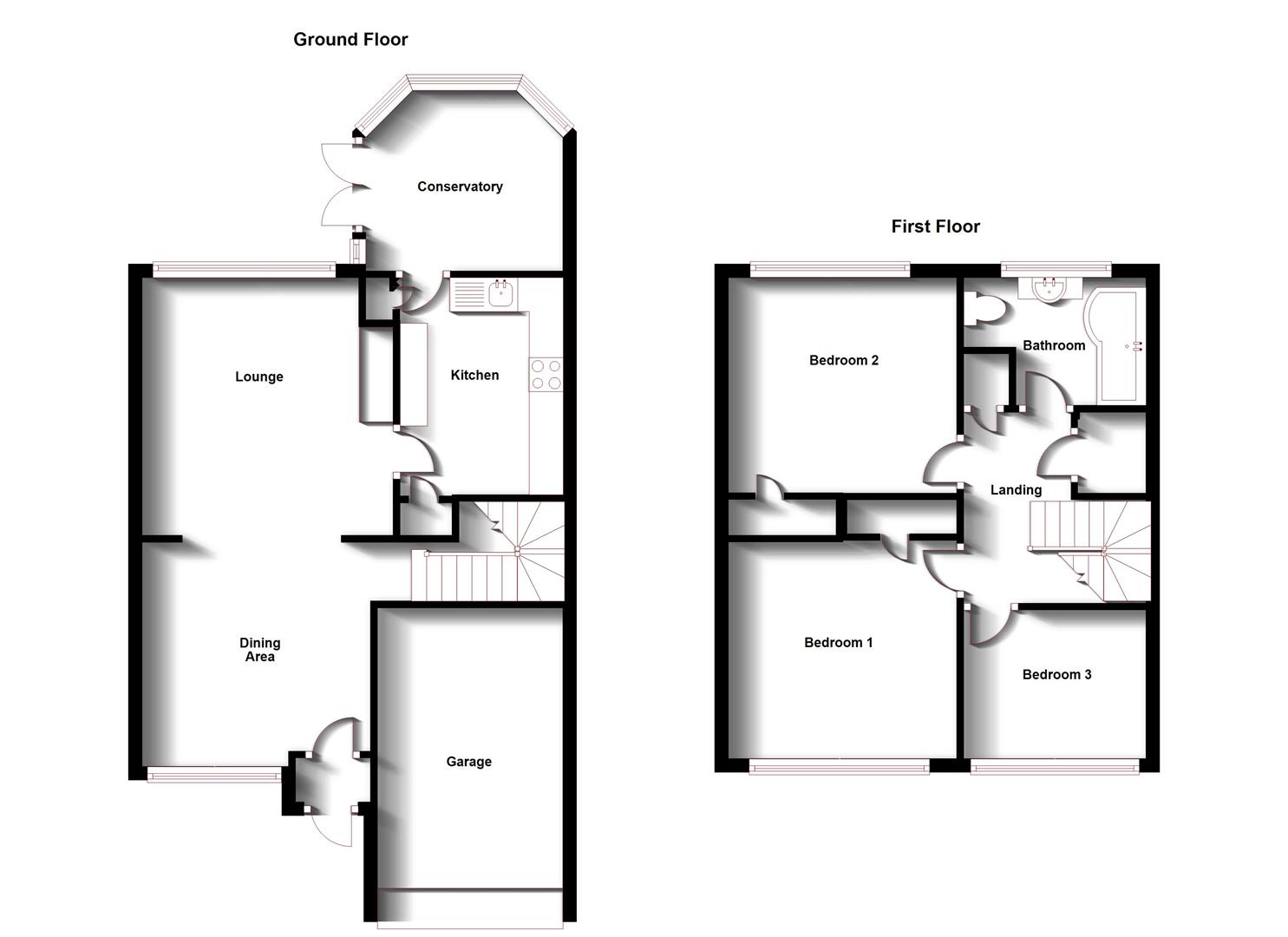 Floorplans For Rodney Close, Bilton, Rugby