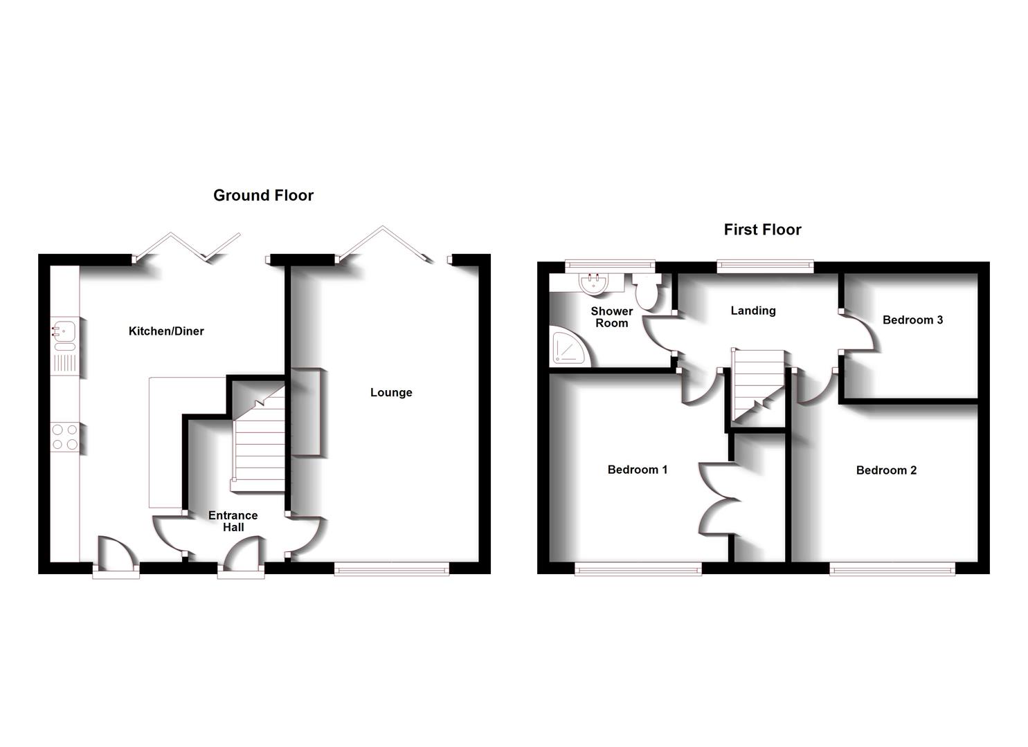 Floorplans For Round Avenue, Long Lawford, Rugby