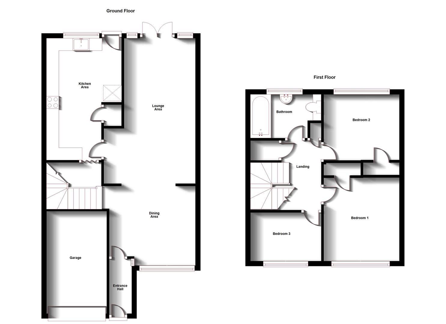 Floorplans For Rodney Close, Bilton, Rugby