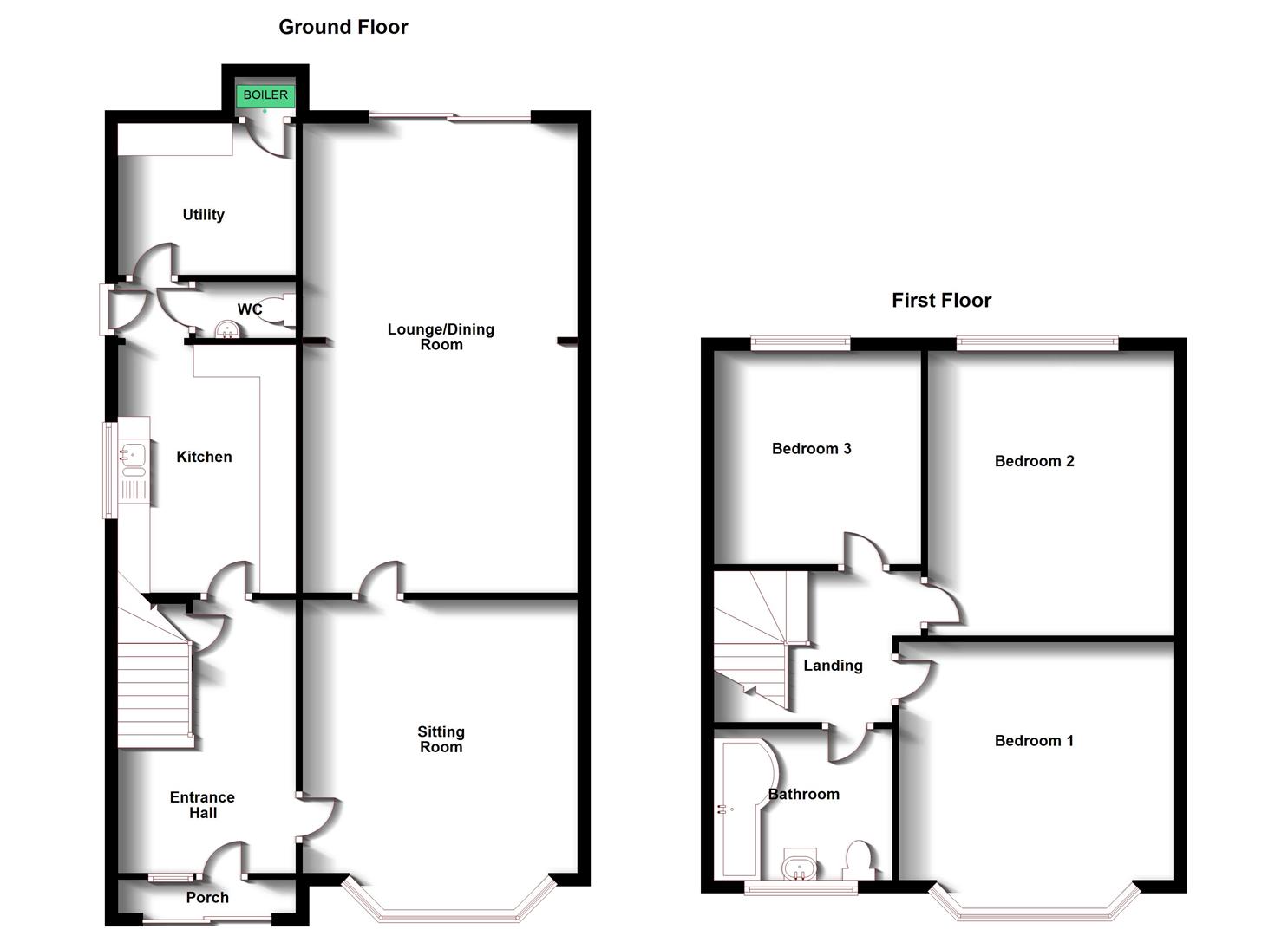 Floorplans For Loverock Crescent, Hillmorton, Rugby