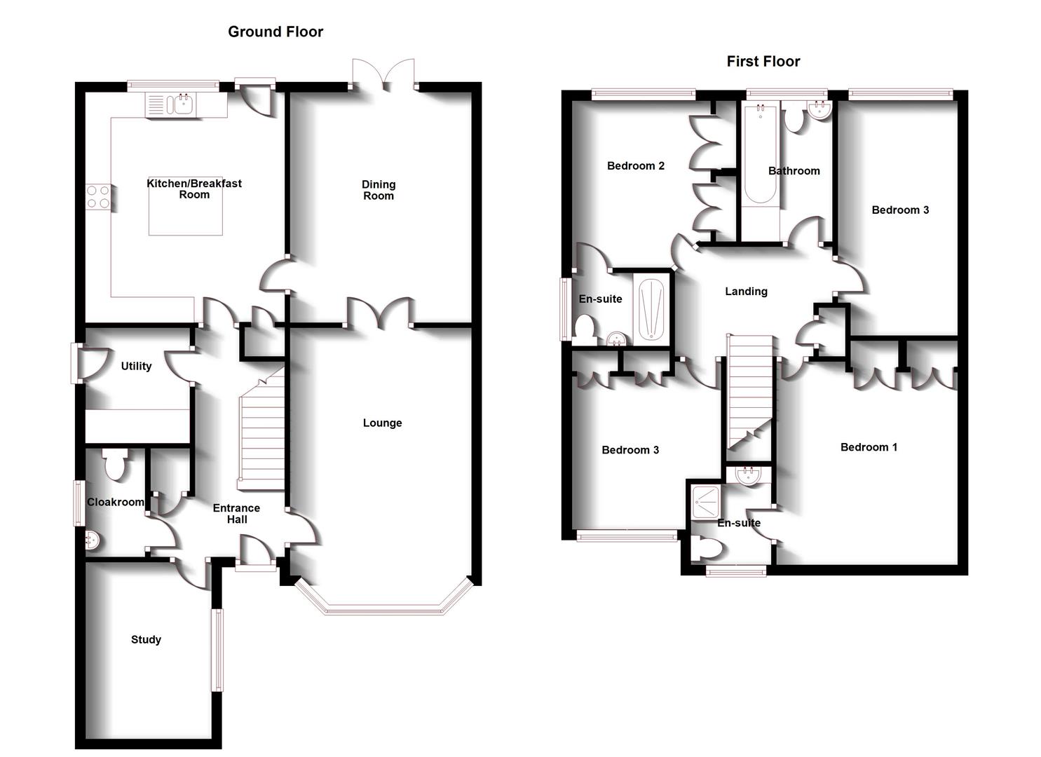 Floorplans For Clement Way, Cawston, Rugby
