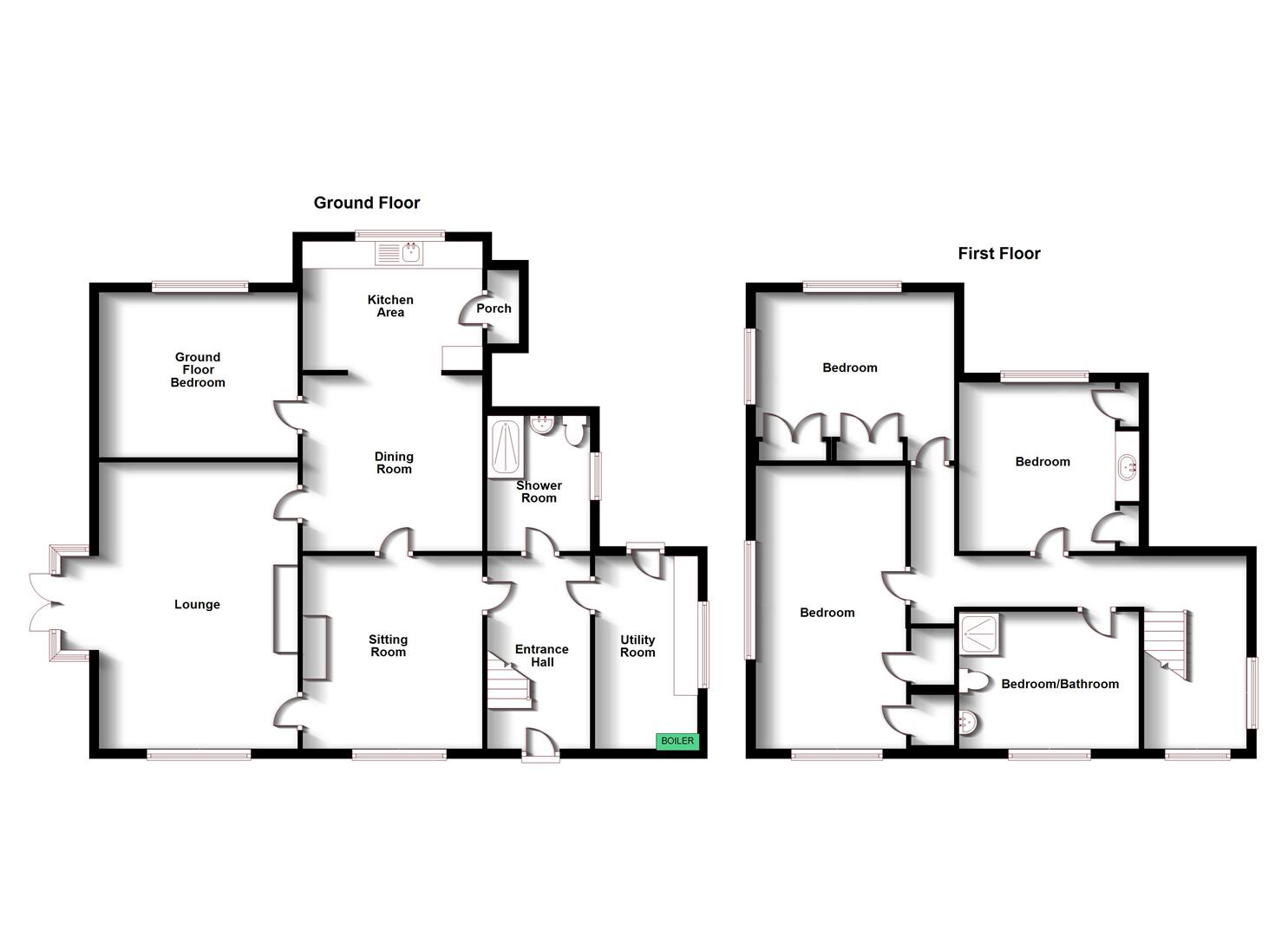 Floorplans For Fosse Cottage, Bow Lane, Monks Kirby