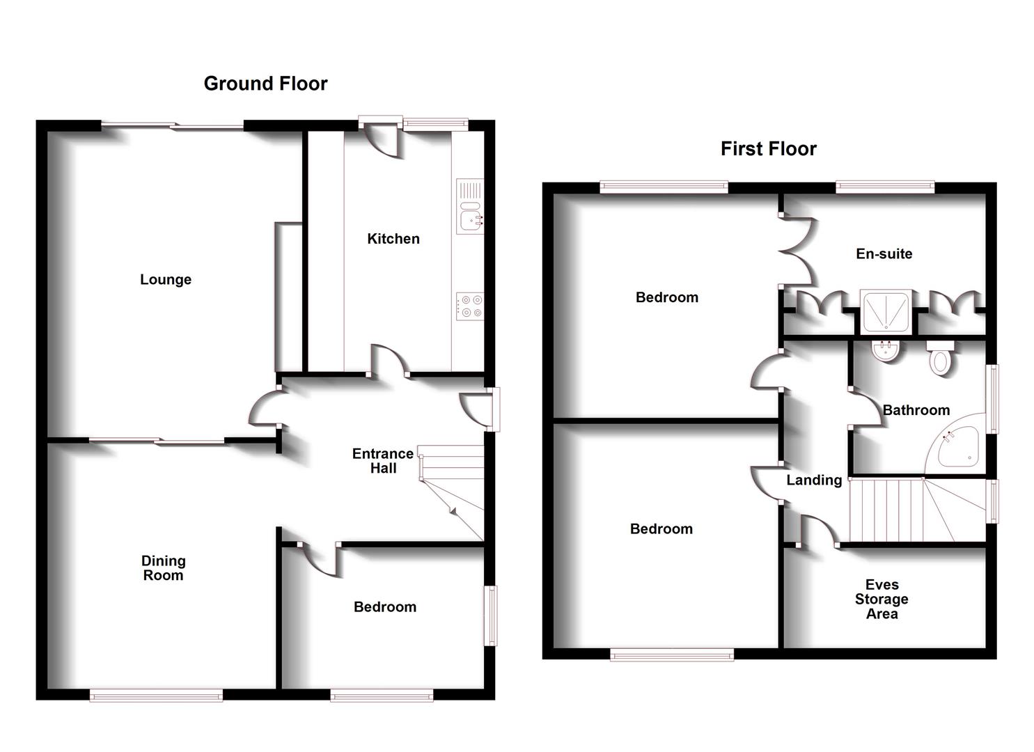 Floorplans For Falstaff Drive, Woodlands, Rugby