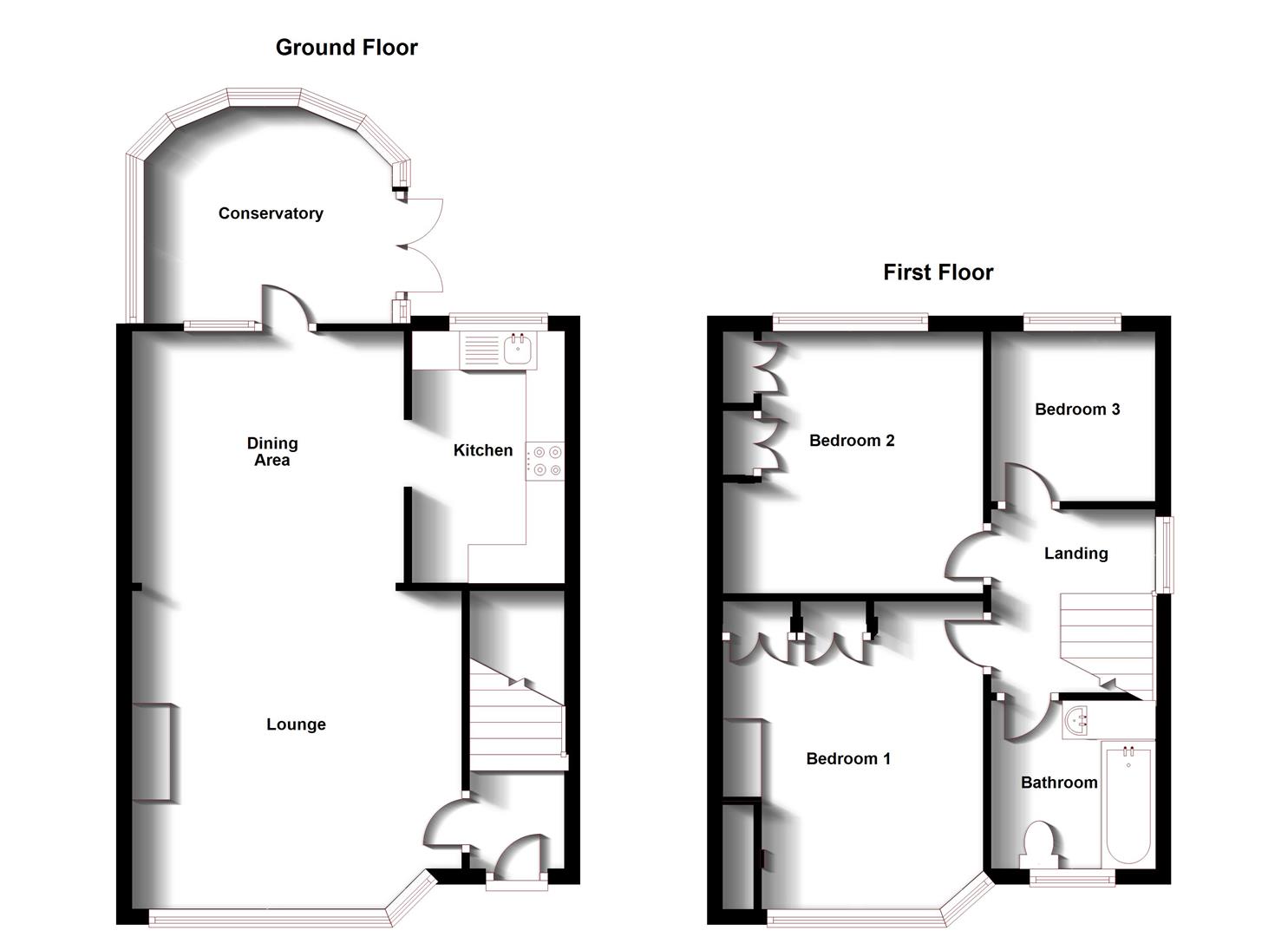 Floorplans For Heath Way, Rugby