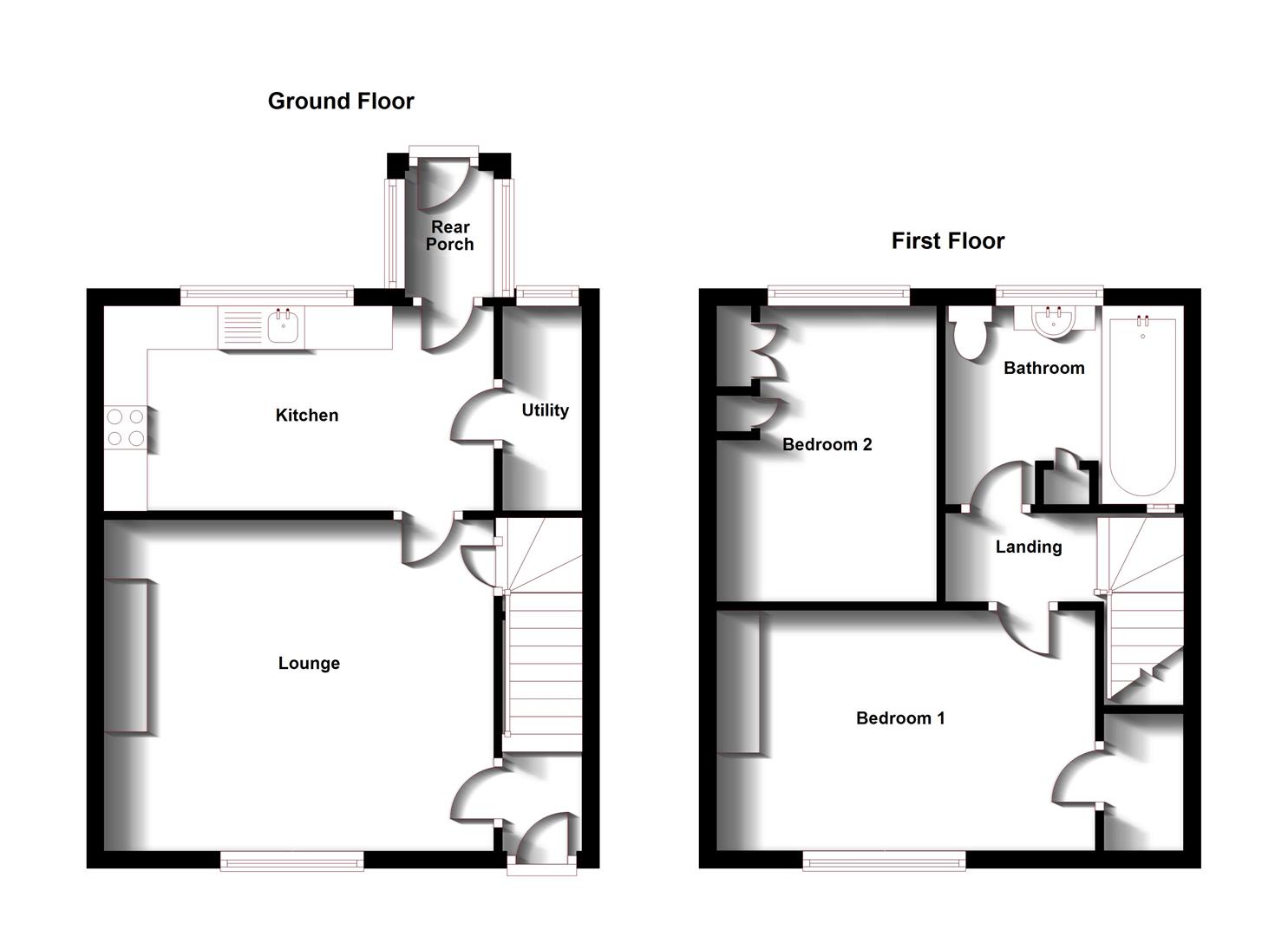 Floorplans For Lower Street, Hillmorton, Rugby