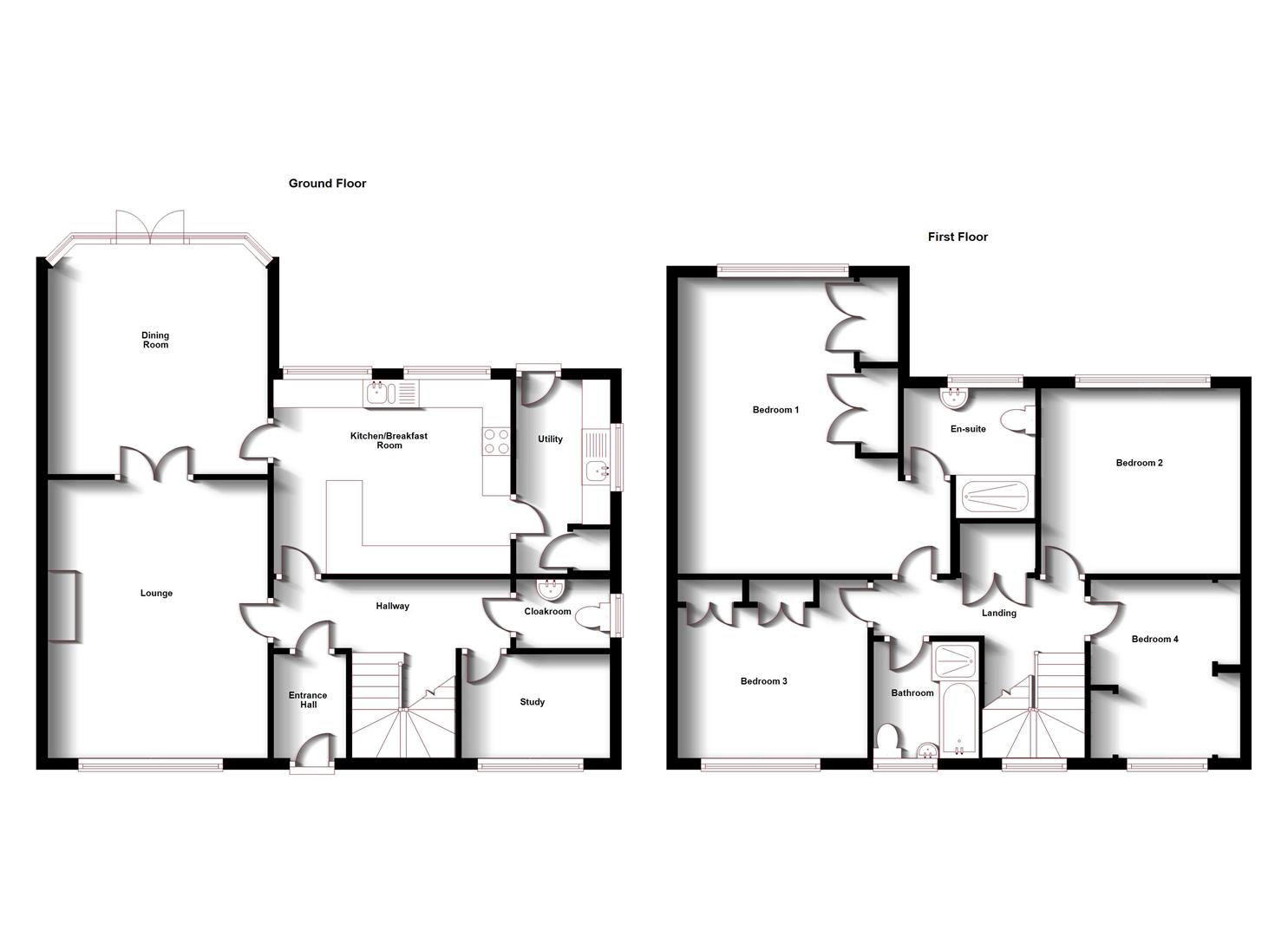 Floorplans For Berrybanks, Bilton, Rugby