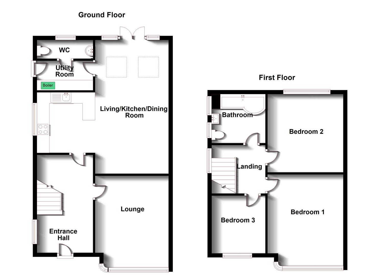 Floorplans For Oakfield Road, Rugby
