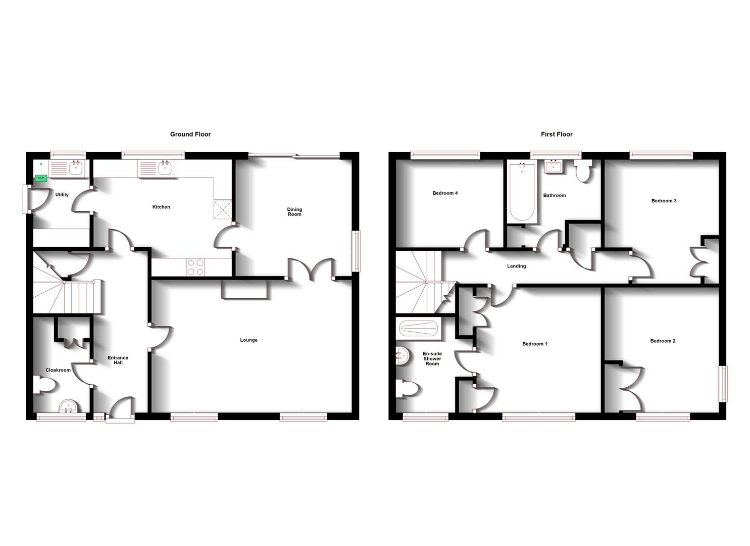 Floorplans For Manor House Close, Newbold, Rugby