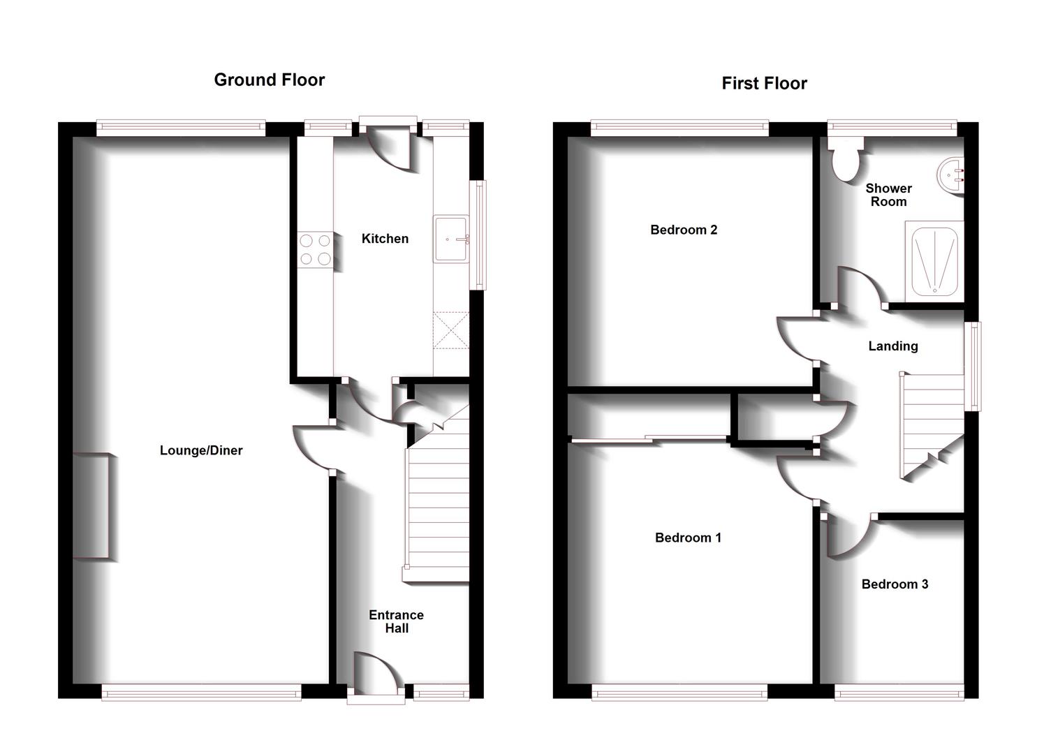 Floorplans For Gilbert Avenue, Bilton, Rugby