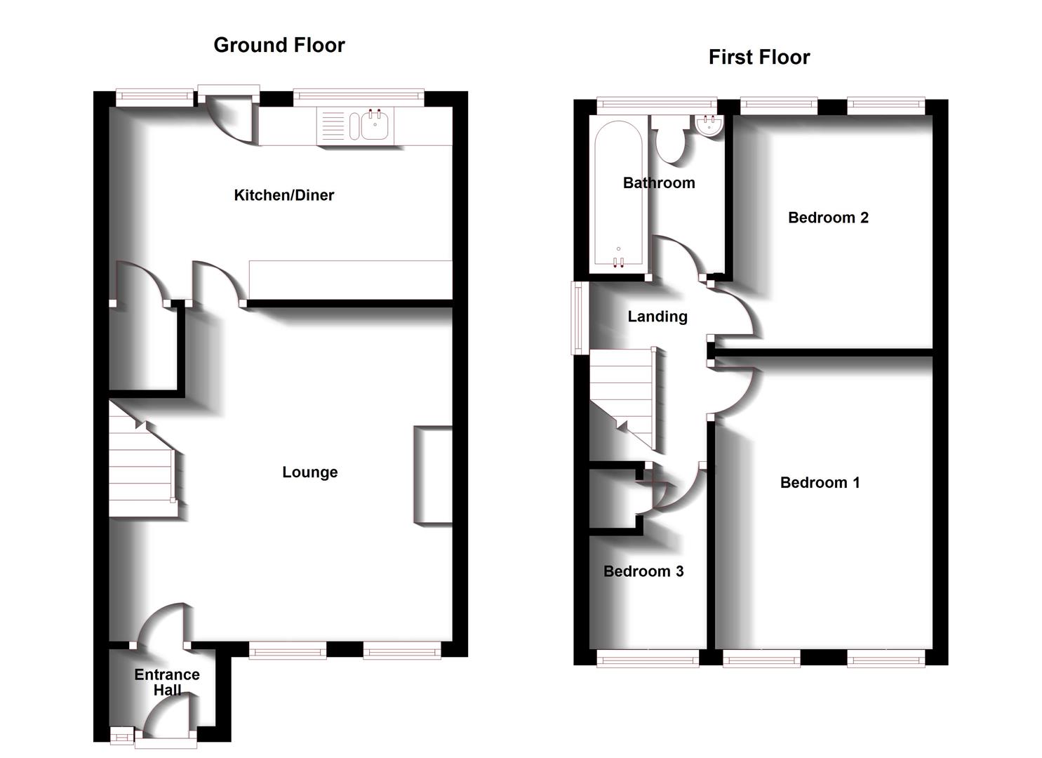 Floorplans For Grendon Drive, Avon Park, Rugby