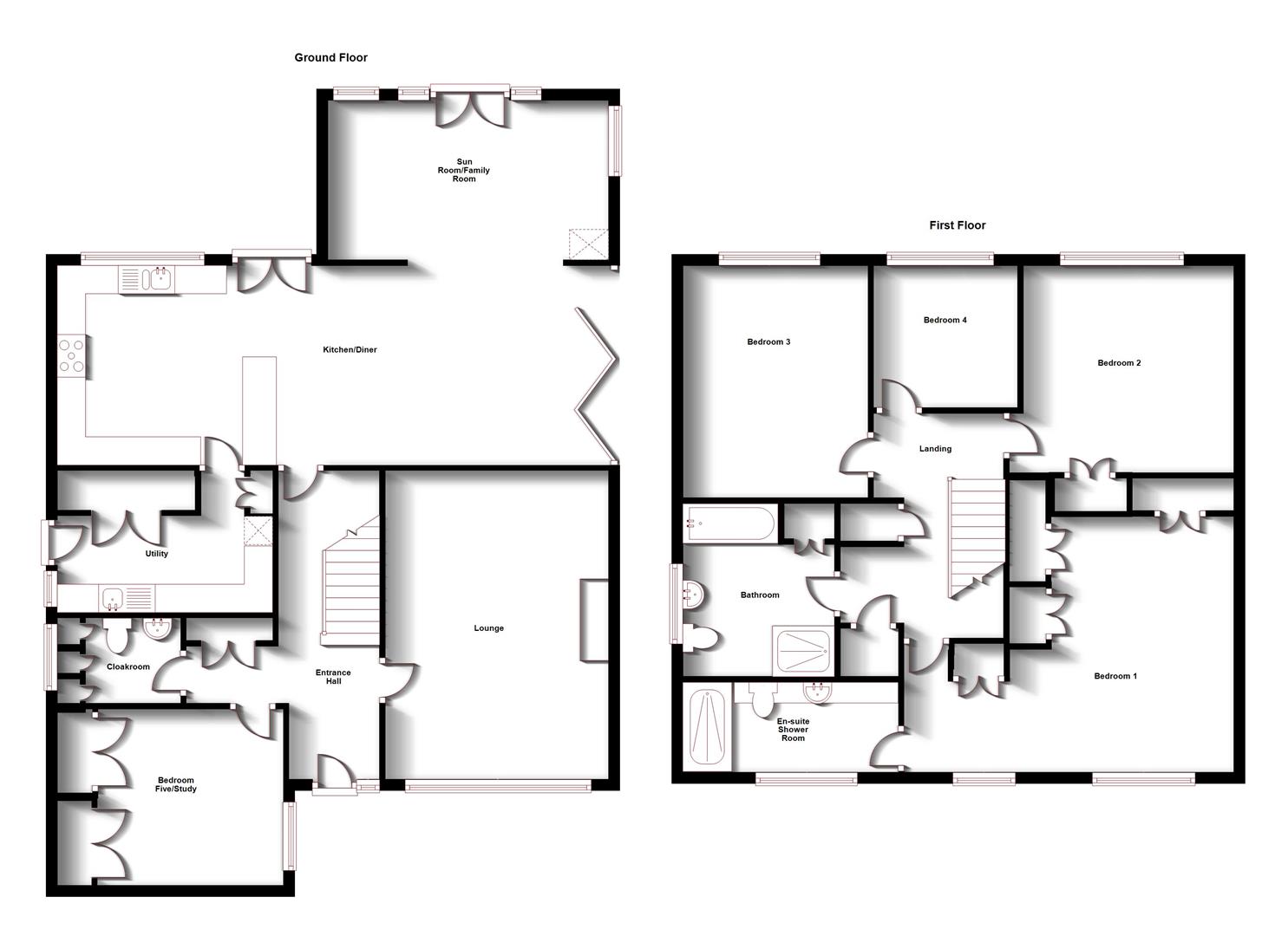 Floorplans For Kings Lane, Yelvertoft, Northampton