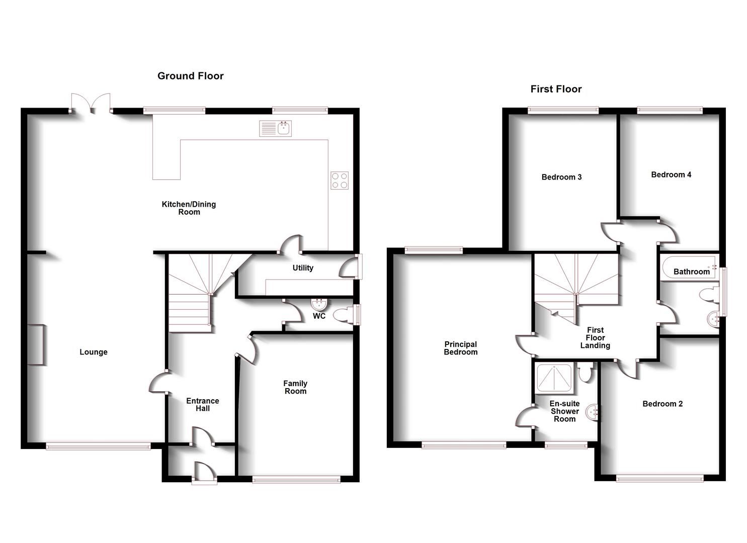 Floorplans For Barton Road, Bilton, Rugby