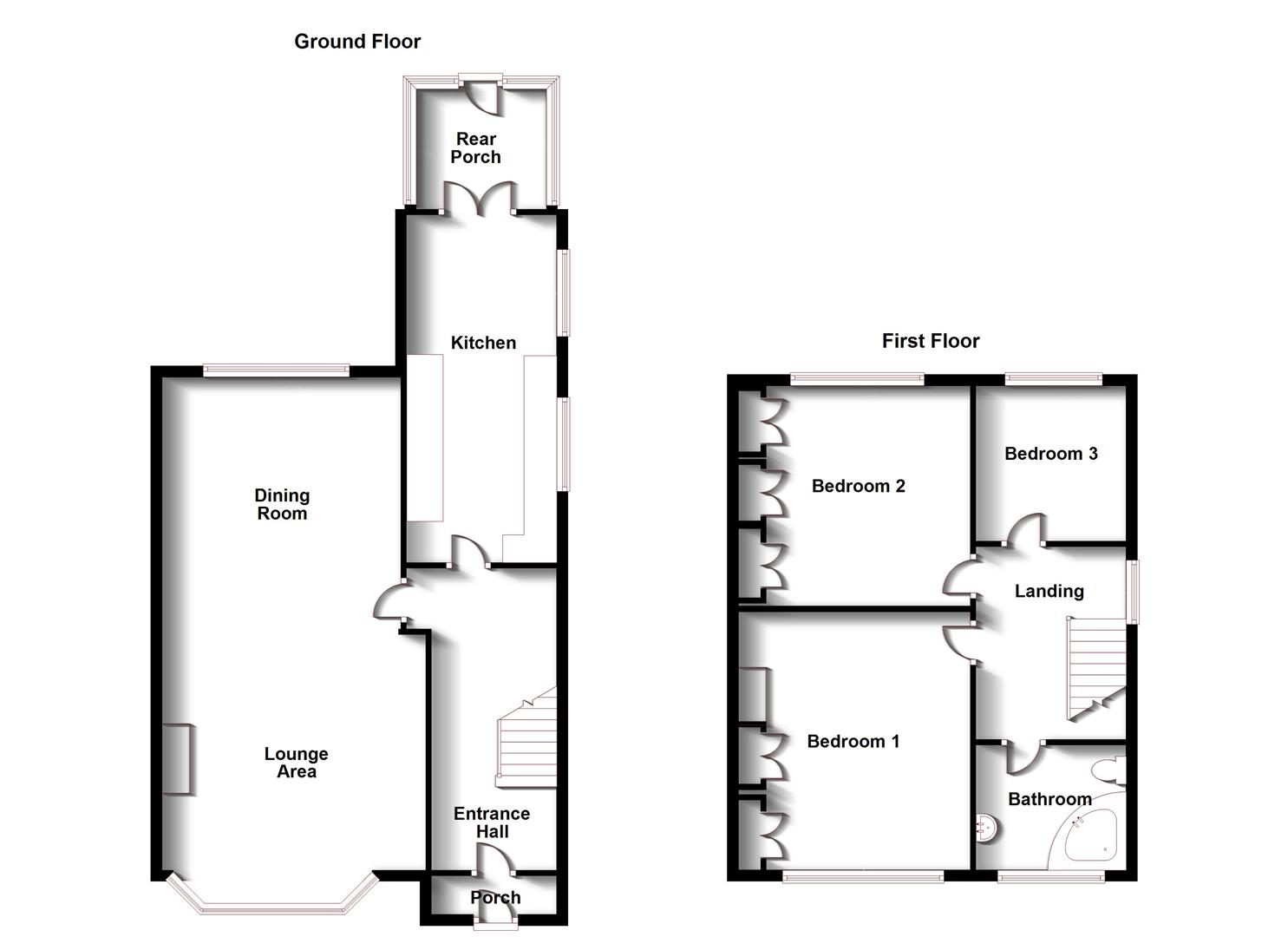 Floorplans For Studland Avenue, Hillmorton, Rugby