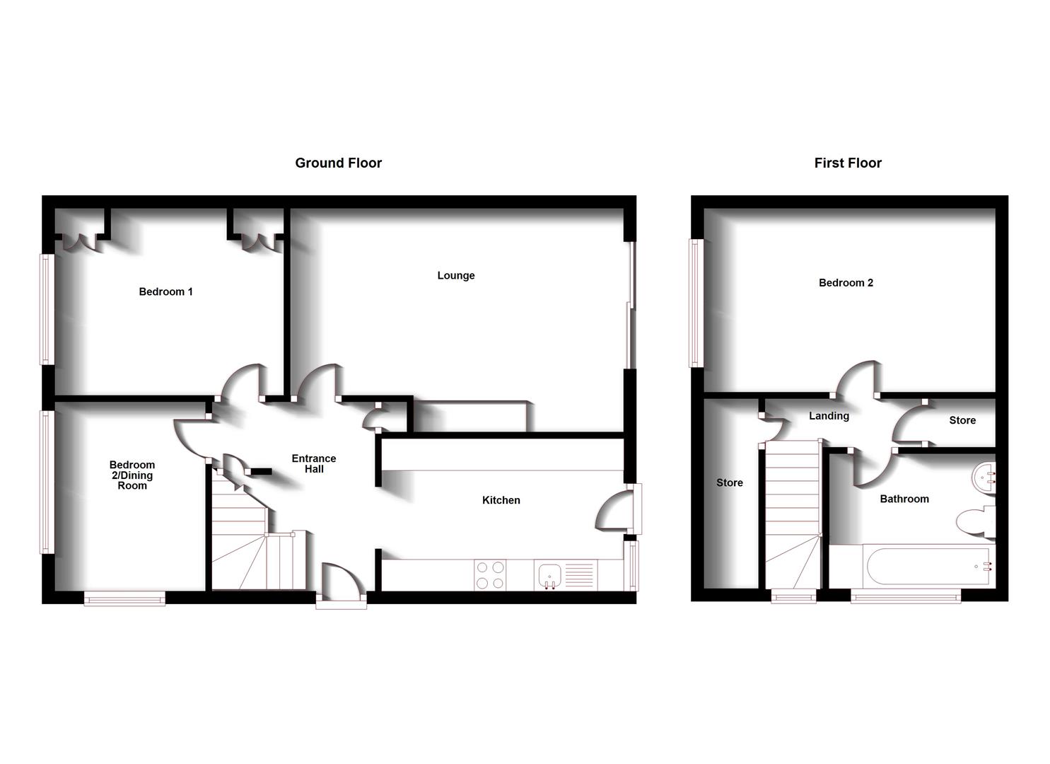 Floorplans For Falstaff Drive, Woodlands, Rugby