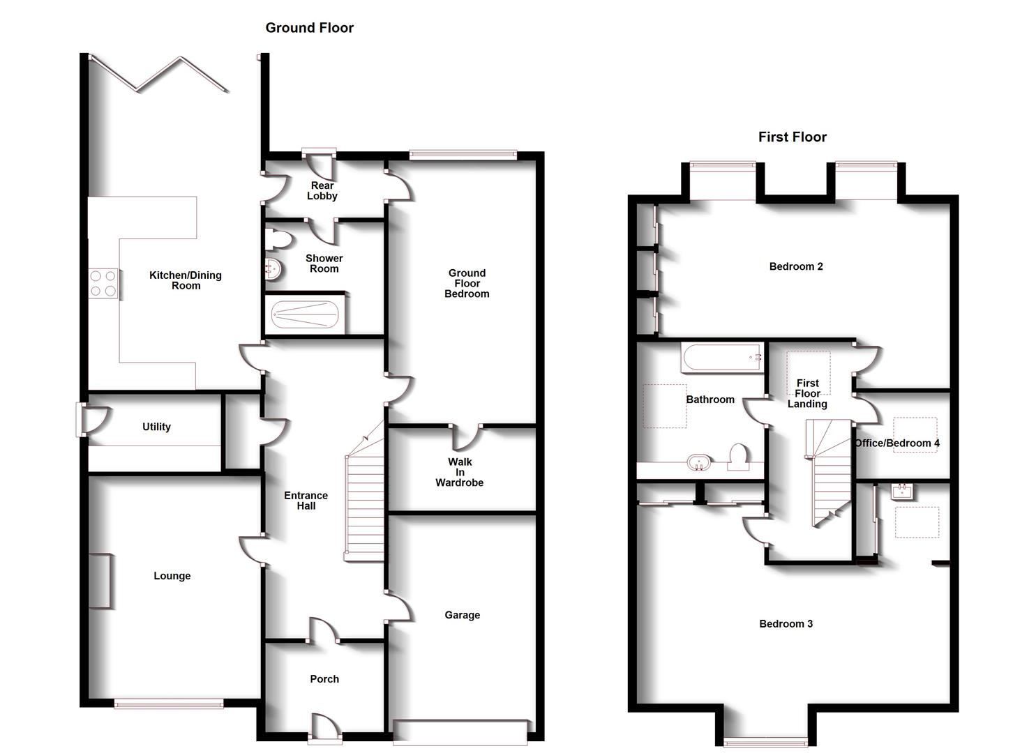 Floorplans For Dalkeith Avenue, Bilton, Rugby